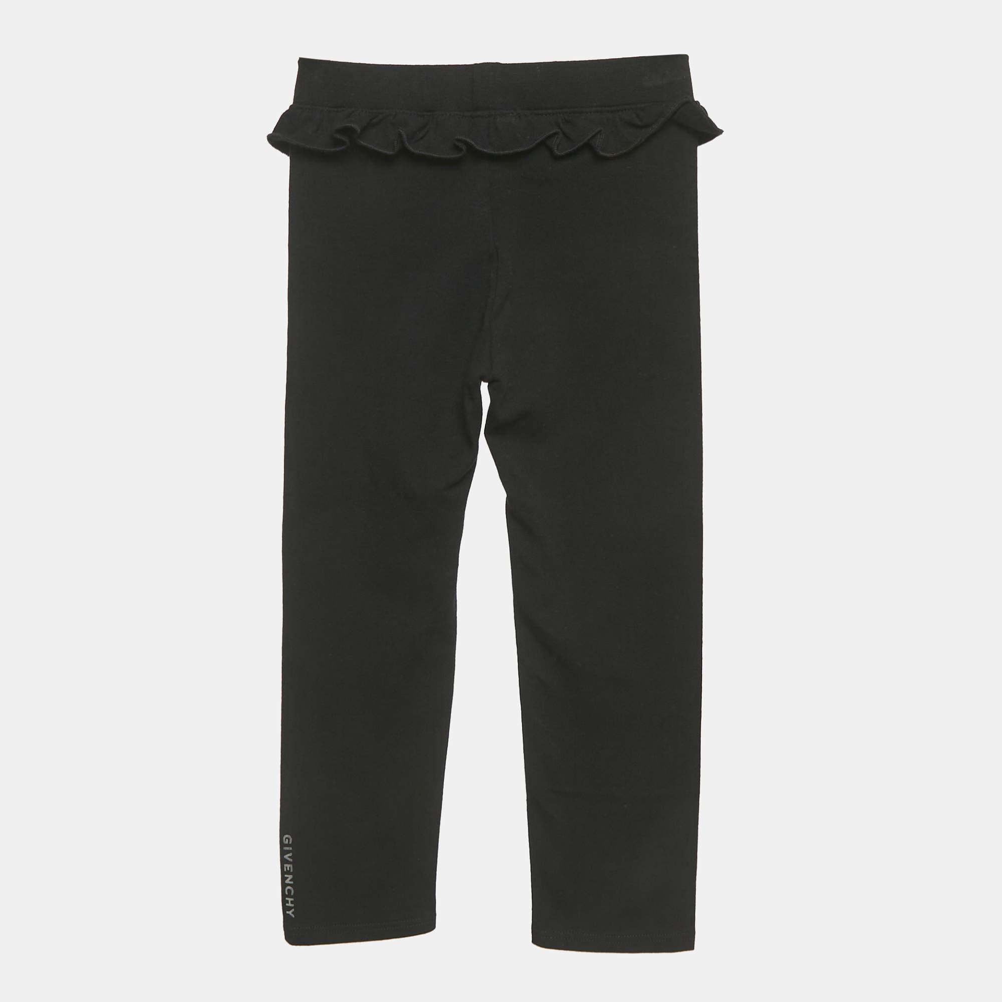 مملوكة مسبقًا Givenchy Kids Black Jersey Ruffled Leggings 3 Yrs