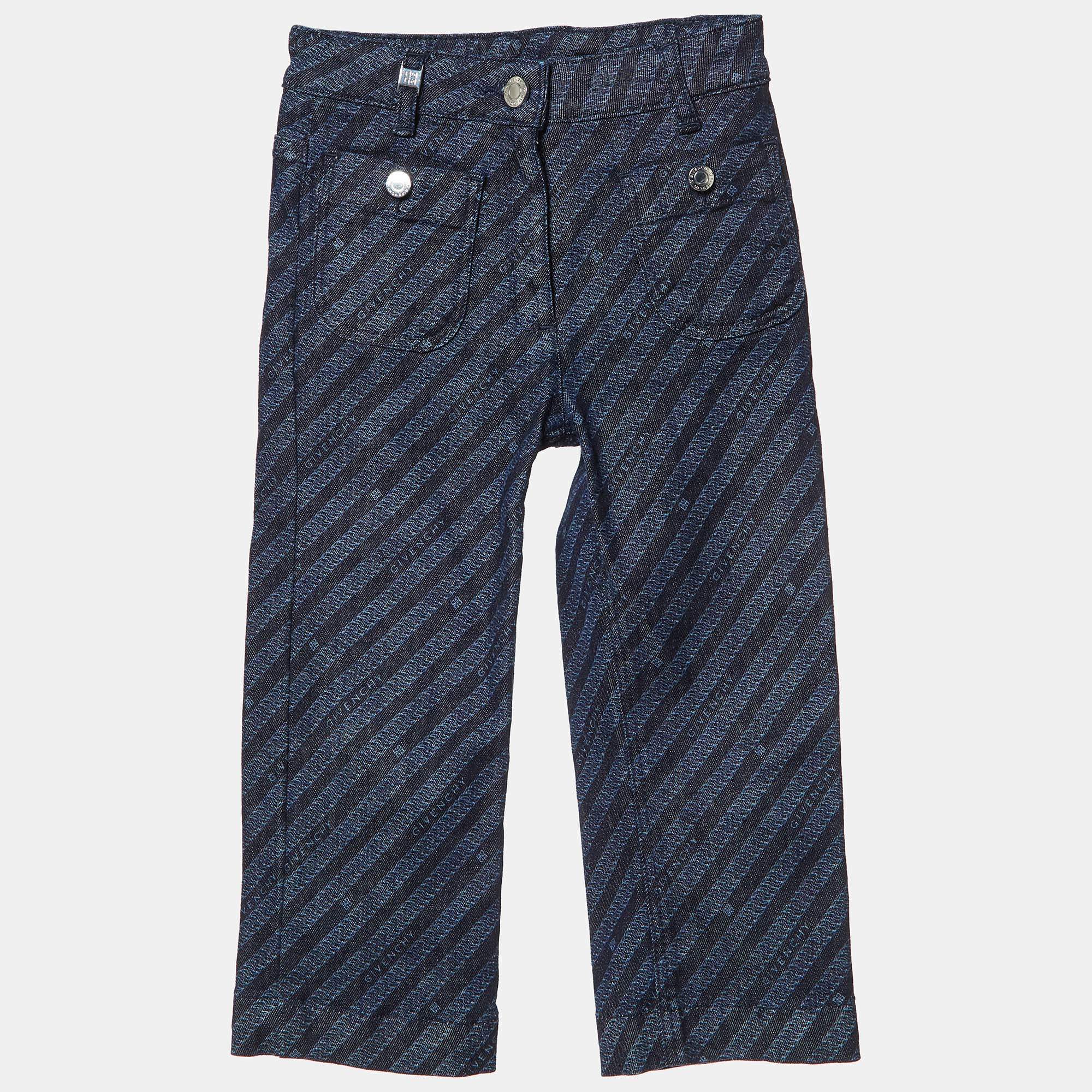 Givenchy Blue Logo Pattern Denim Jeans 6 Yrs
