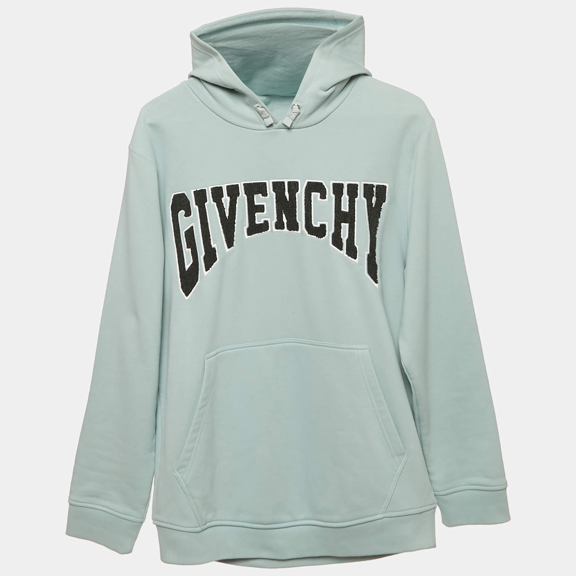 Pre Owned Givenchy Kids Blue Logo Embroidered Hoodie 12+ Yrs