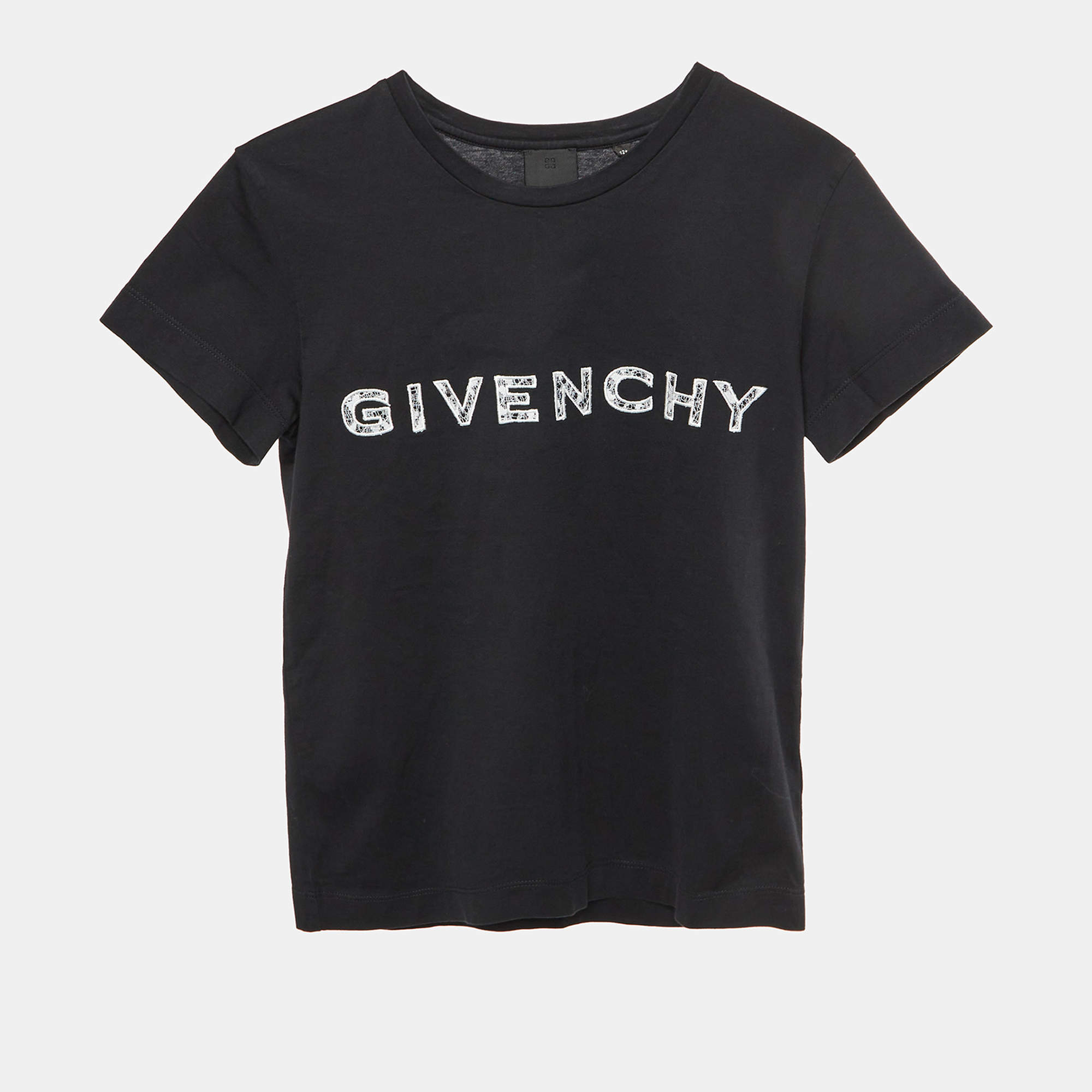 Pre Owned Givenchy Kids Black 4G Logo Detail Jersey Crewneck T-Shirt 12+Yrs