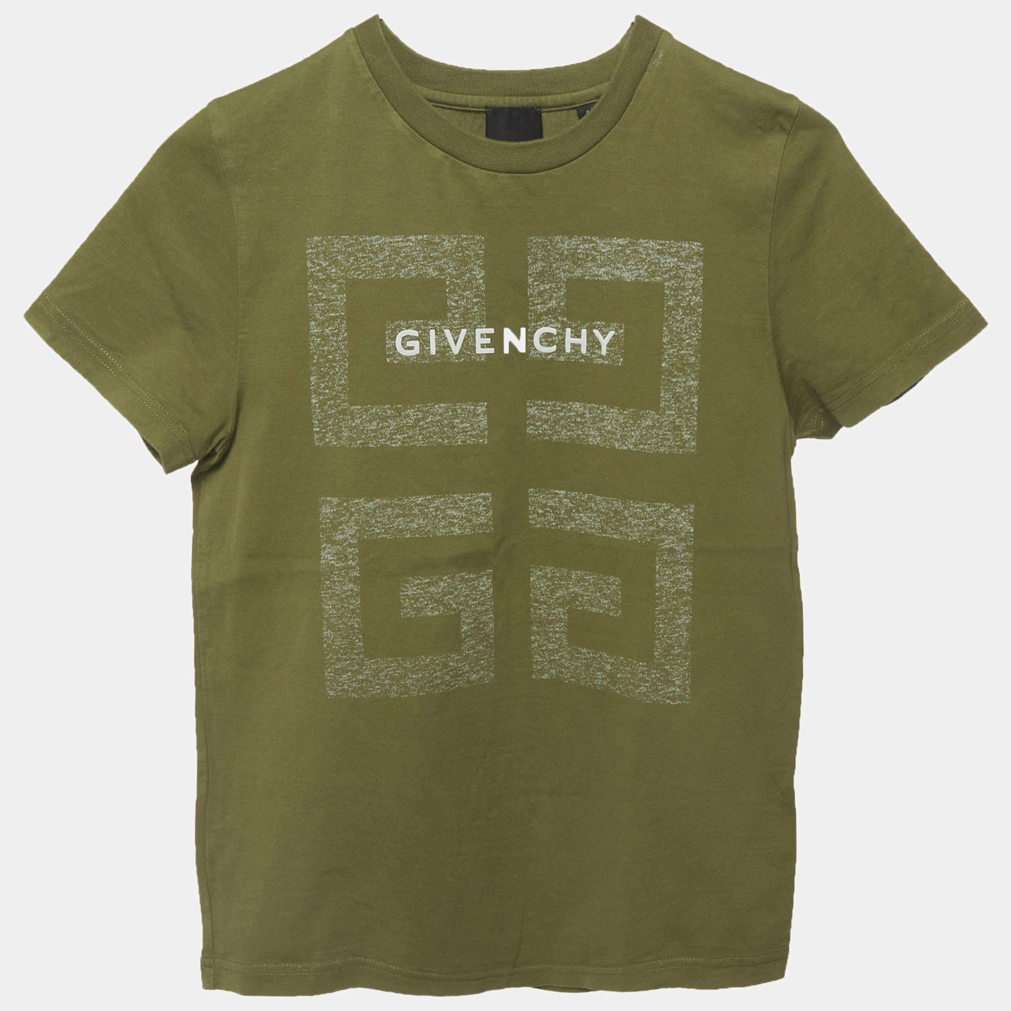 Pre Owned Givenchy Kids Green Logo Graphic Jersey T-Shirt 8 Yrs
