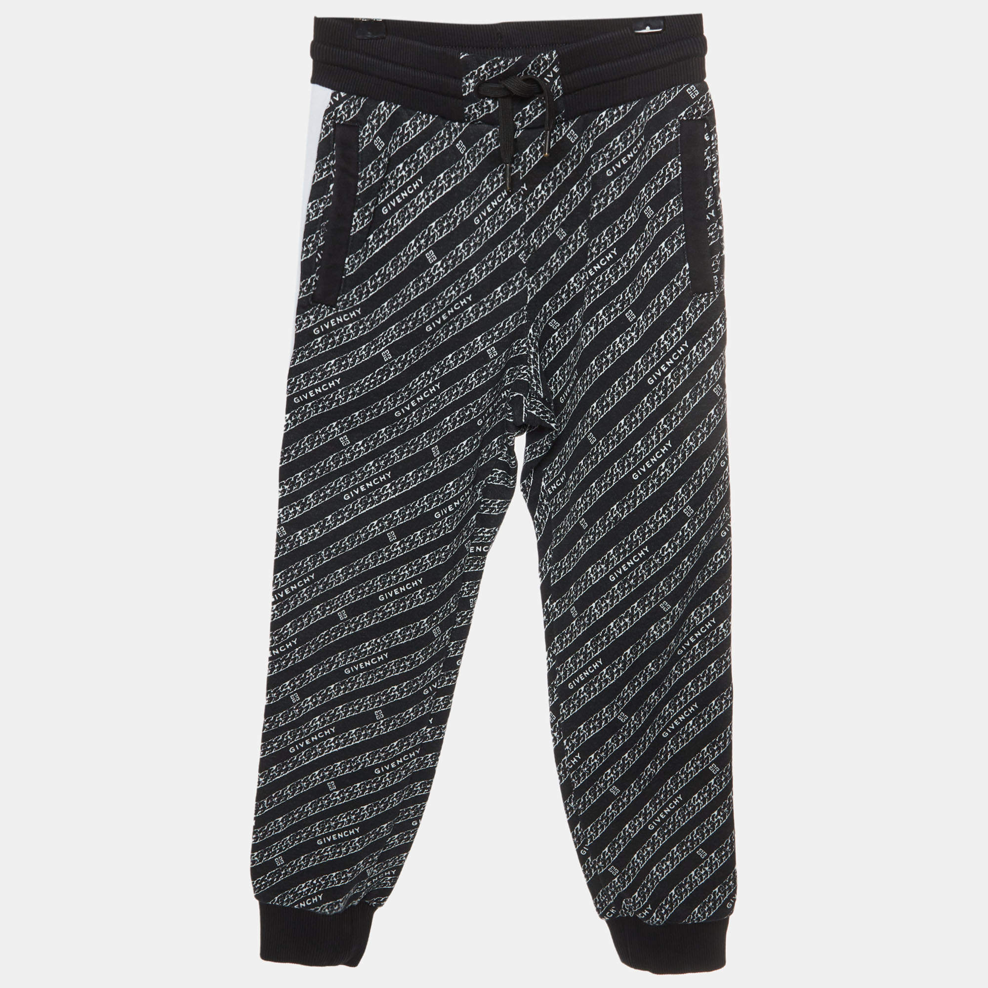 Pre Owned Givenchy Kids Black Logo Print Jersey Sweatpants 8 Yrs