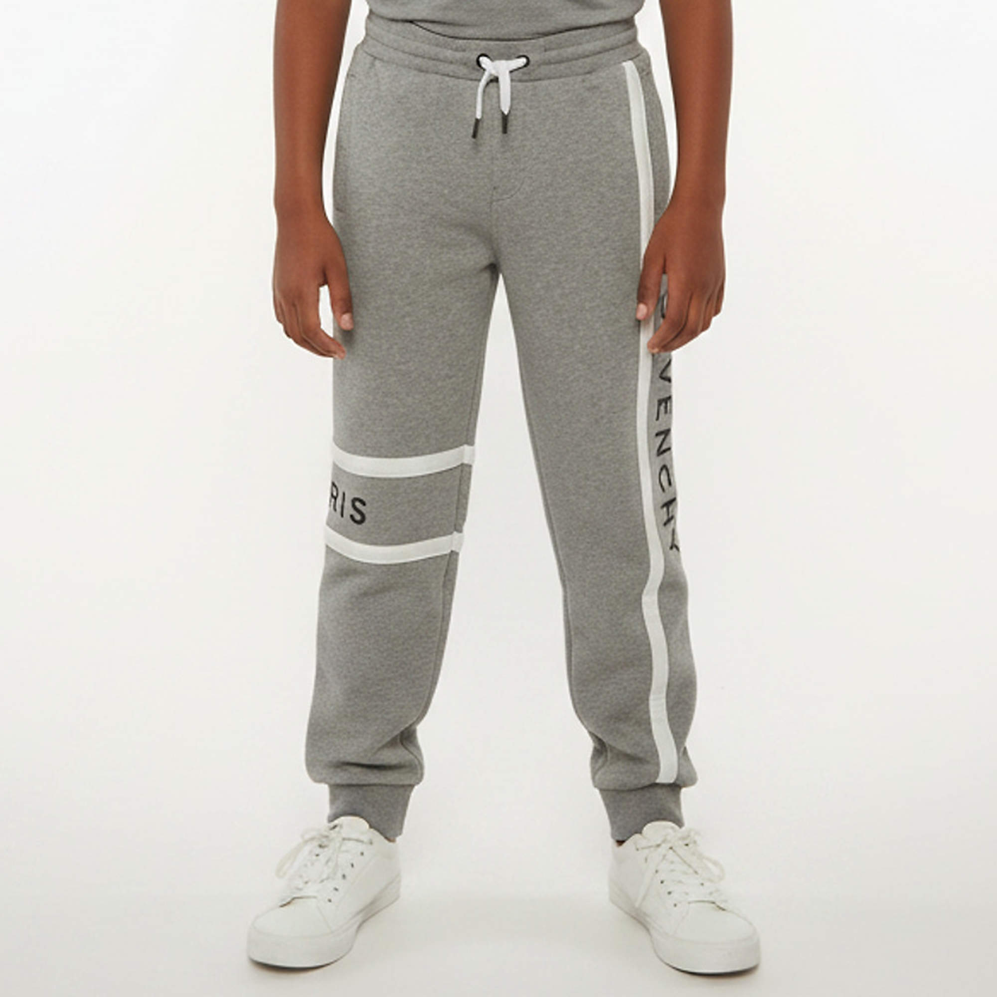 Pre Owned Givenchy Kids Logo Striped Cotton Knit Sweatpants 12 Yrs