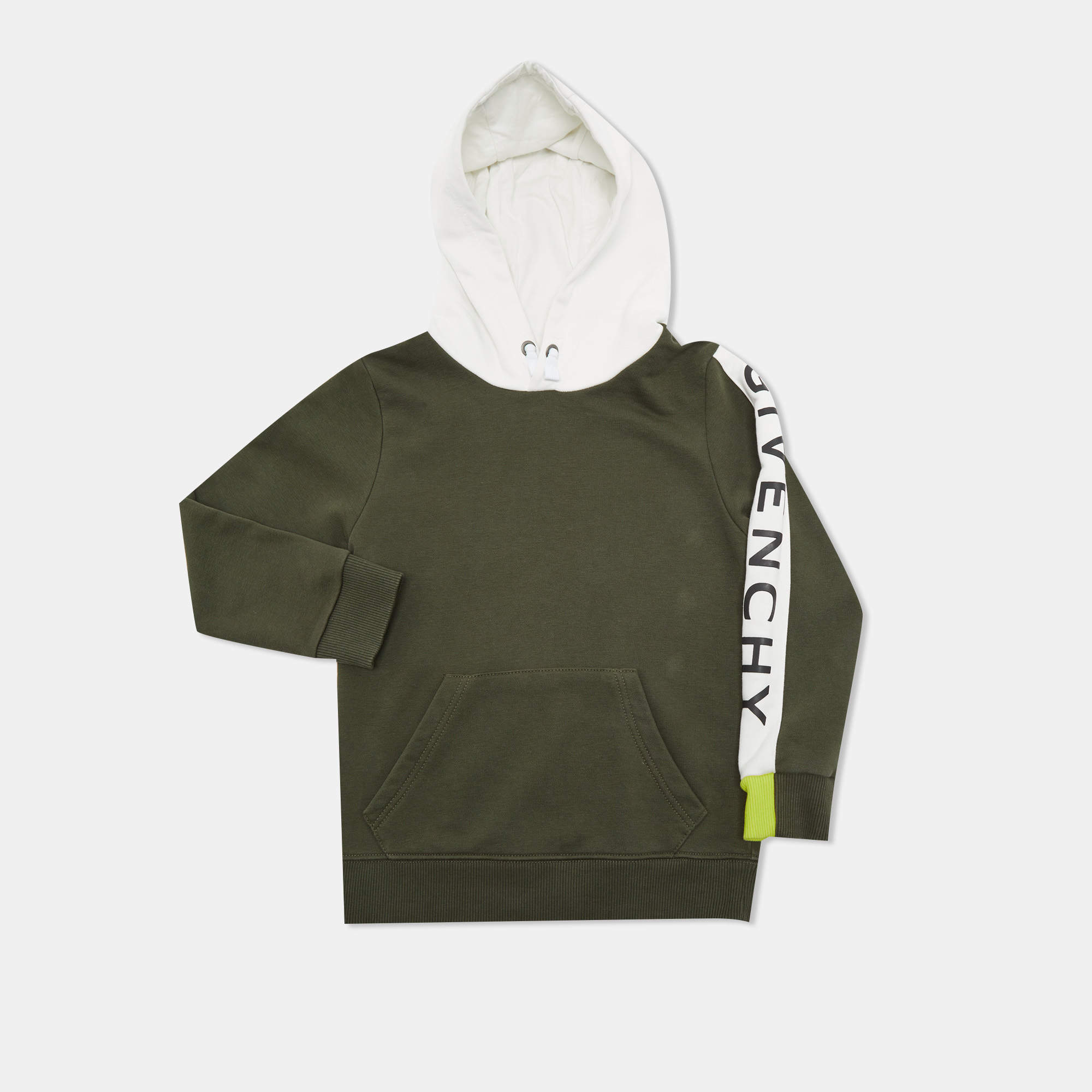 Pre Owned Givenchy Green Jersey Long Sleeve Side Stripe Hoodie 6 Yrs 