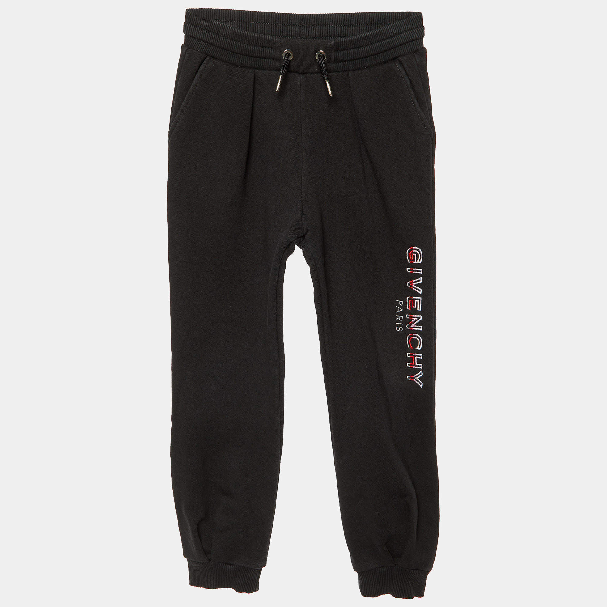Givenchy Kids Black Cotton Logo Embroidered Joggers Size 6 Yrs 