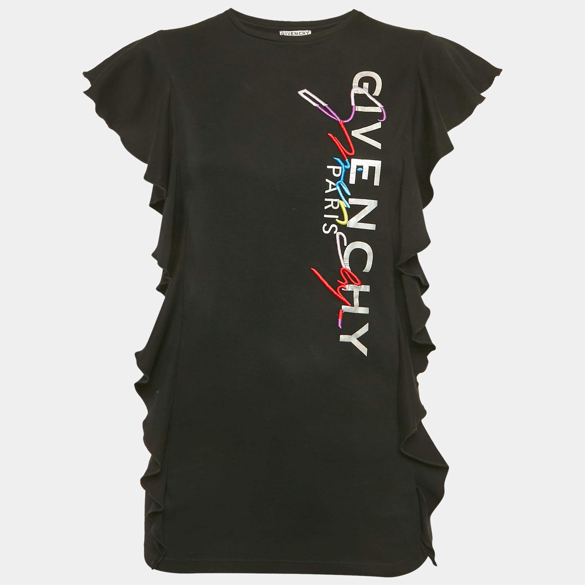 مملوكة مسبقًا توب جيفنشي قطن محاك بتفاصيل شعار أسود 10 سنوات