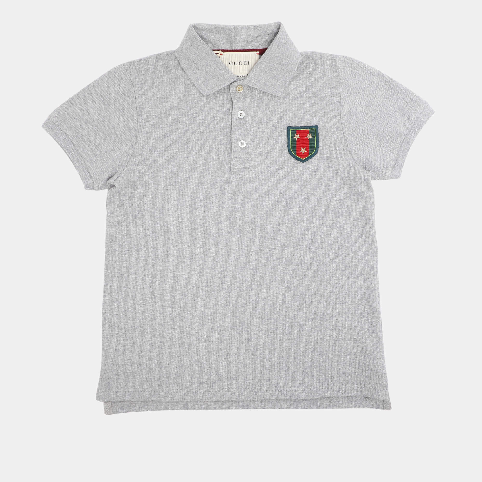 Pre Owned Gucci Grey Collar Jersey Polo T-Shirt 8 Yrs