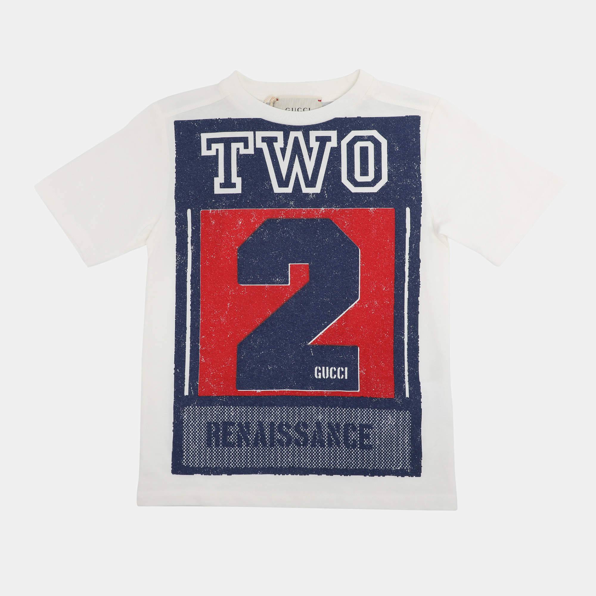 Pre Owned Gucci White Printed Jersey Crewneck T-Shirt 5 Years