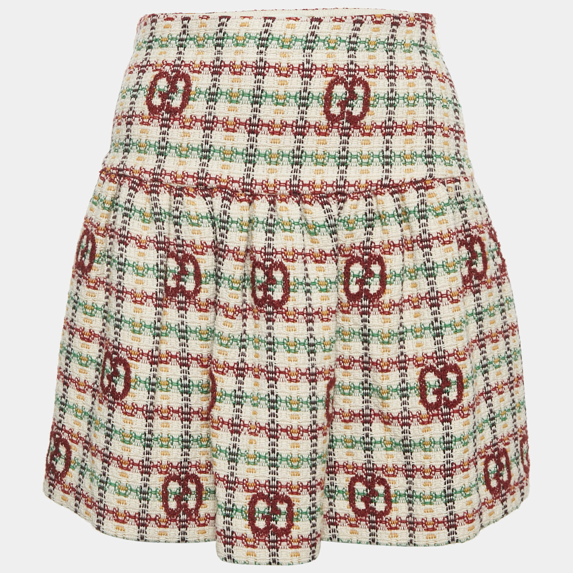 Gucci Cream/Red Tweed Gathered Mini Skirt 12 Yrs