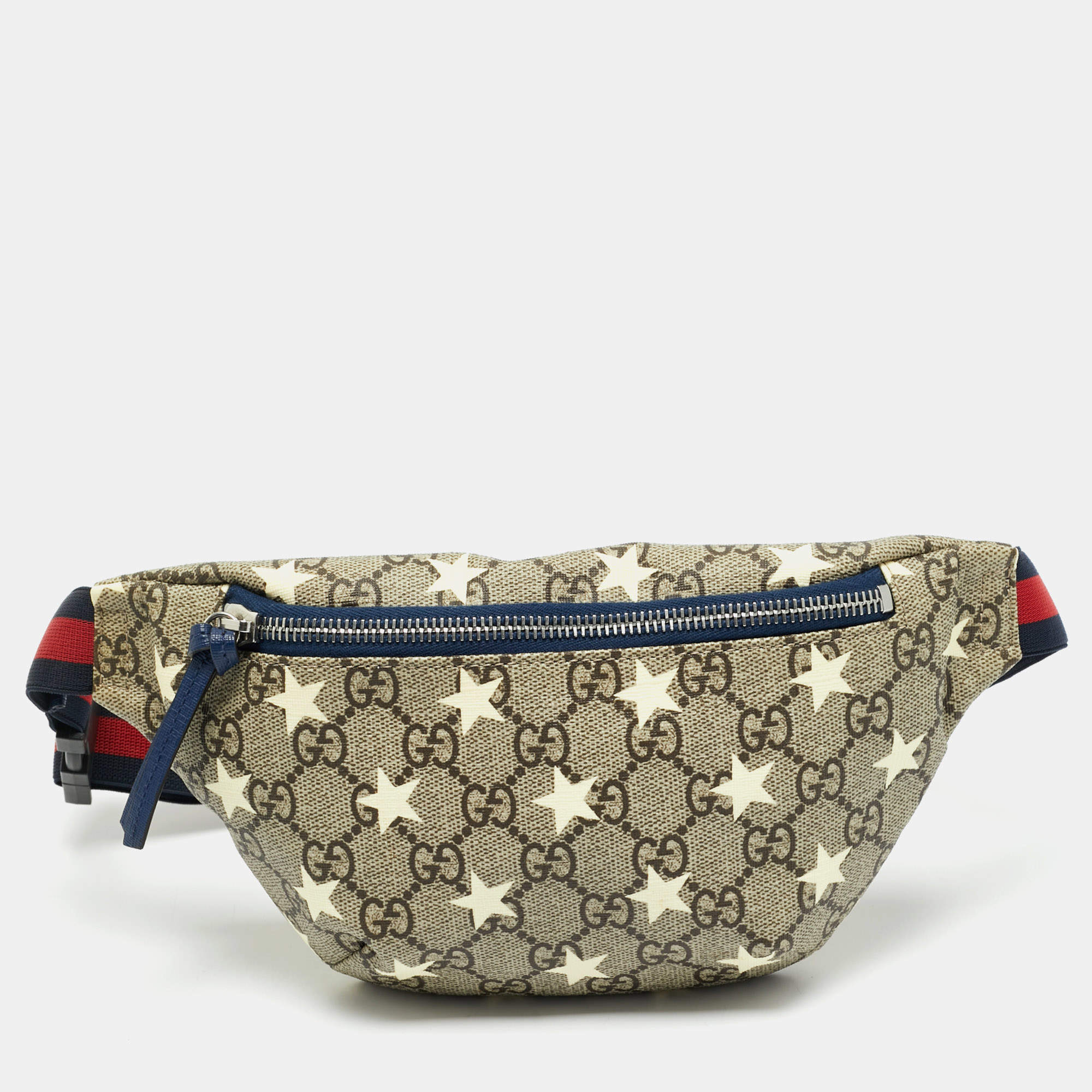 Pre Owned Gucci Beige GG Supreme Star Canvas Belt Bag