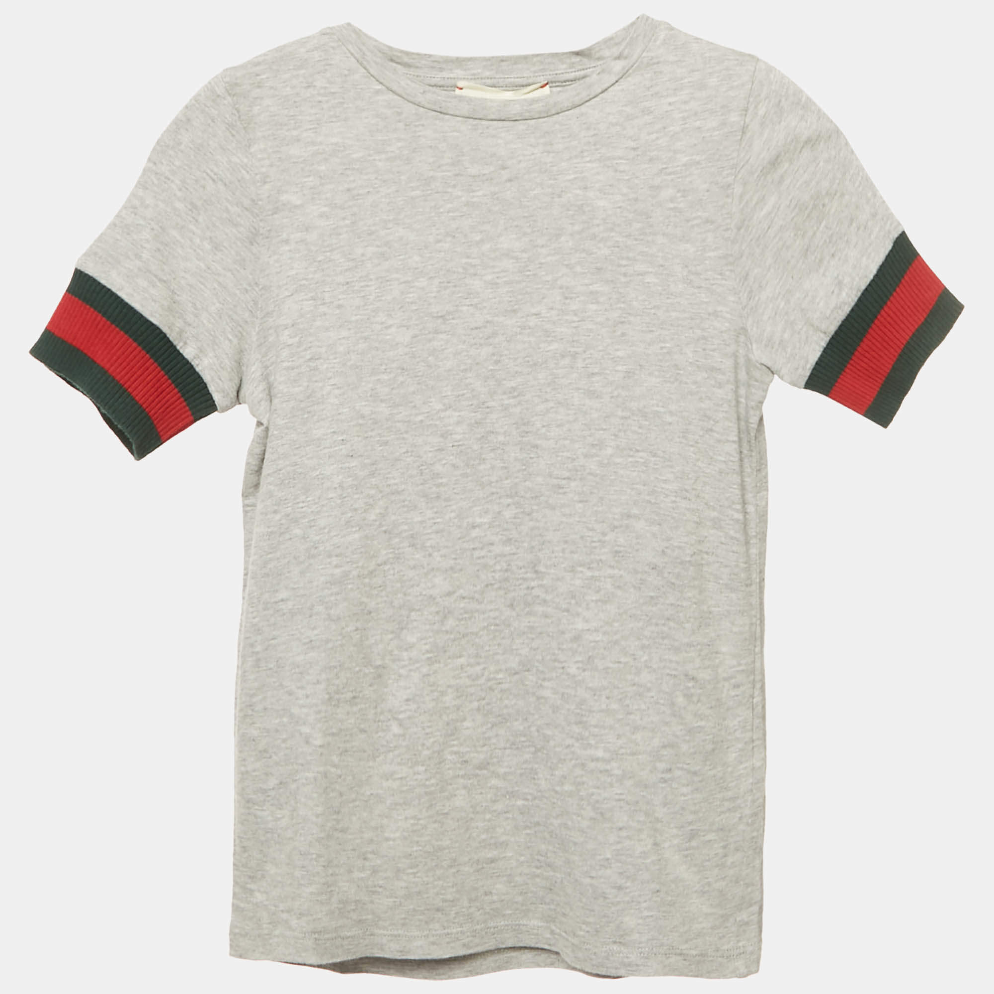 Pre Owned تي شيرت جيرسي غوتشي أطفال رمادي بحواف أكمام ويب 5 سنوات