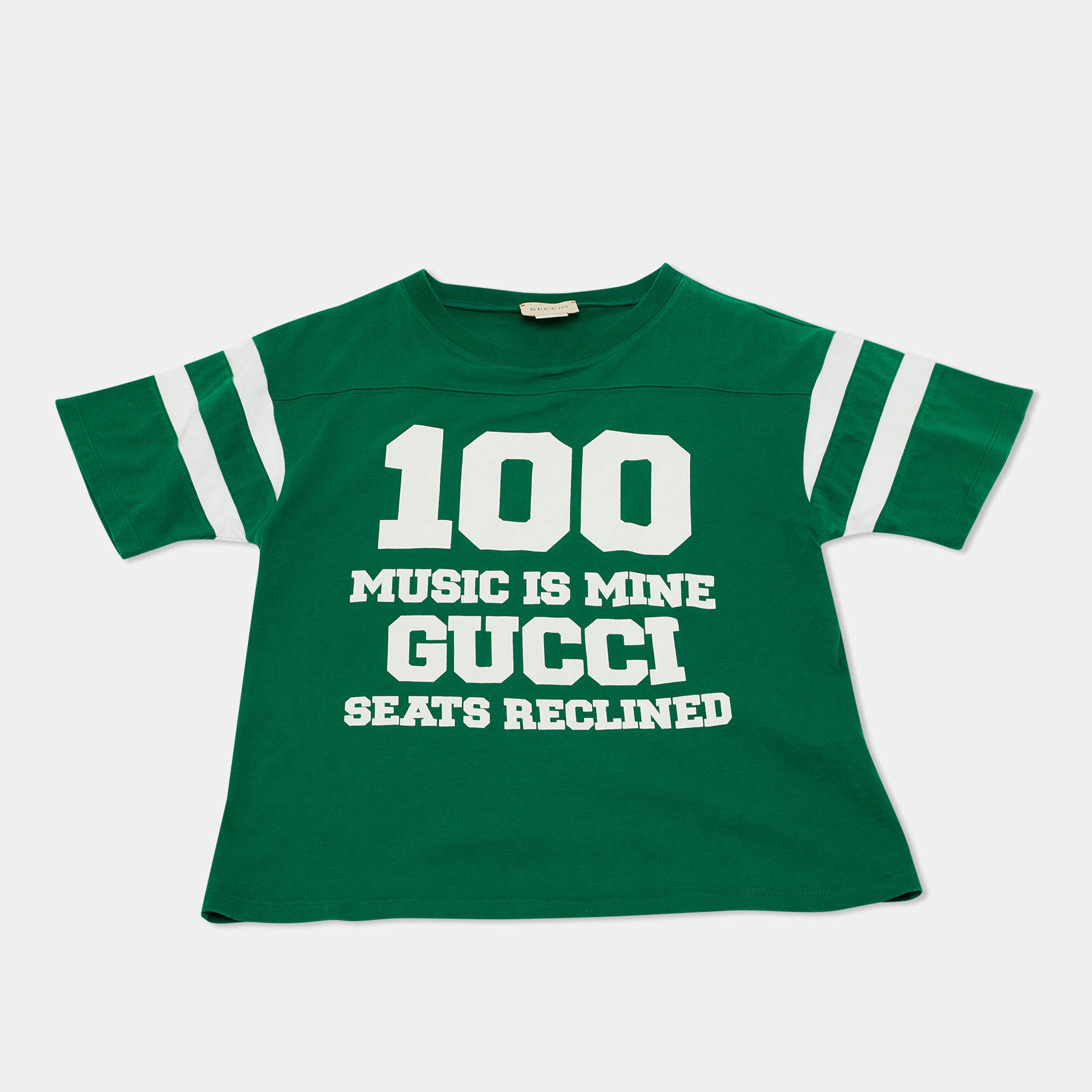 Pre Owned Gucci Kids Green Printed Jersey T-Shirt 8Yrs