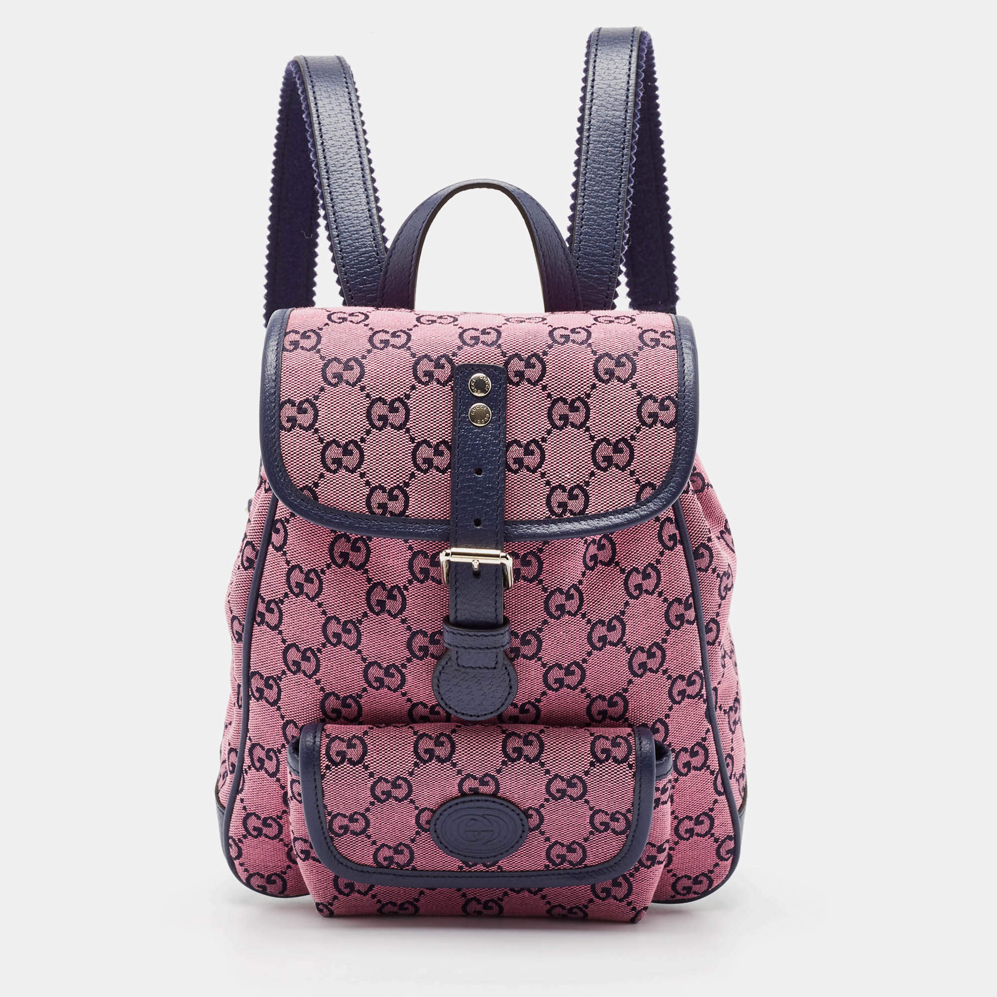 Gucci Pink/Blue GG Canvas and Leather Backpack