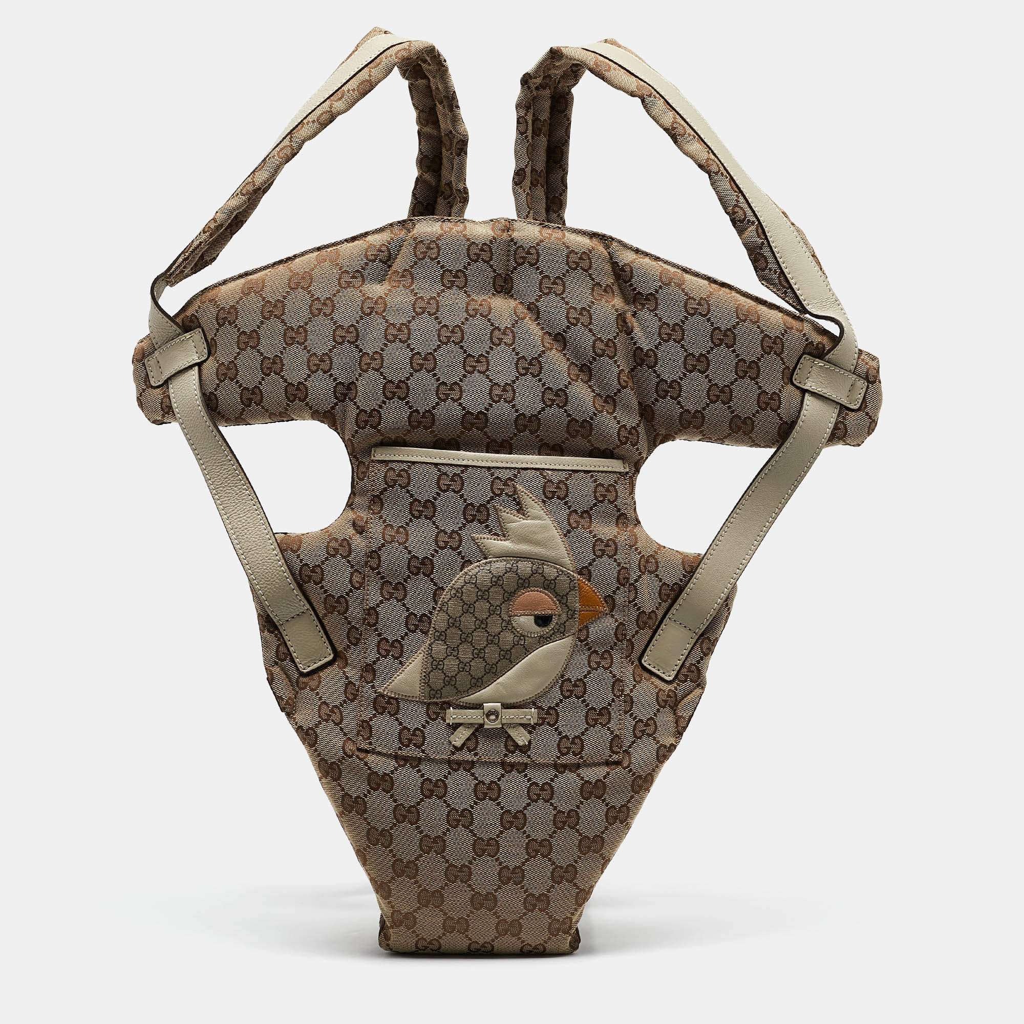 Gucci Beige GG Canvas and Leather Zoo Patch Baby Carrier