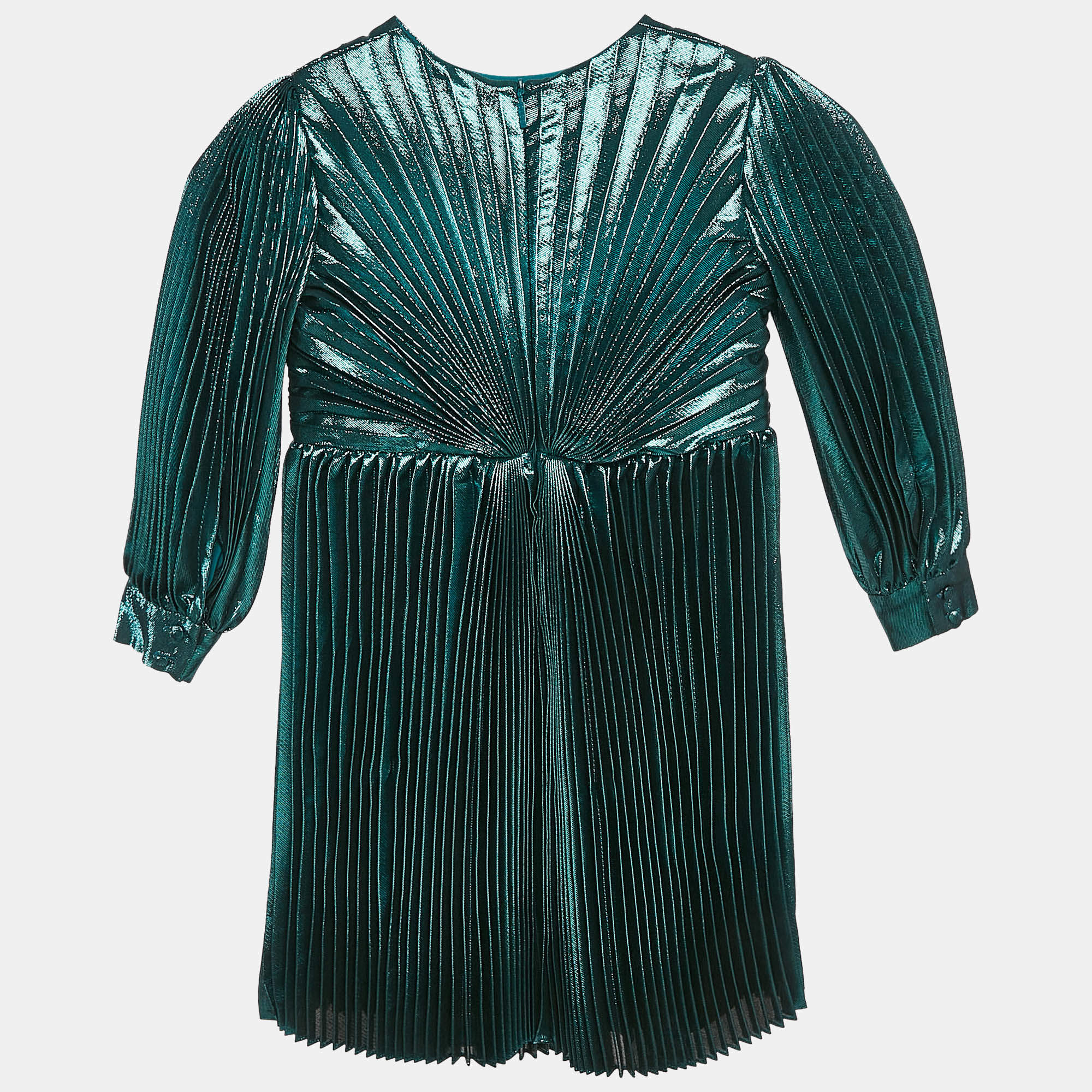 Gucci Kids Green Lamé Pleated Dress 5 Yrs