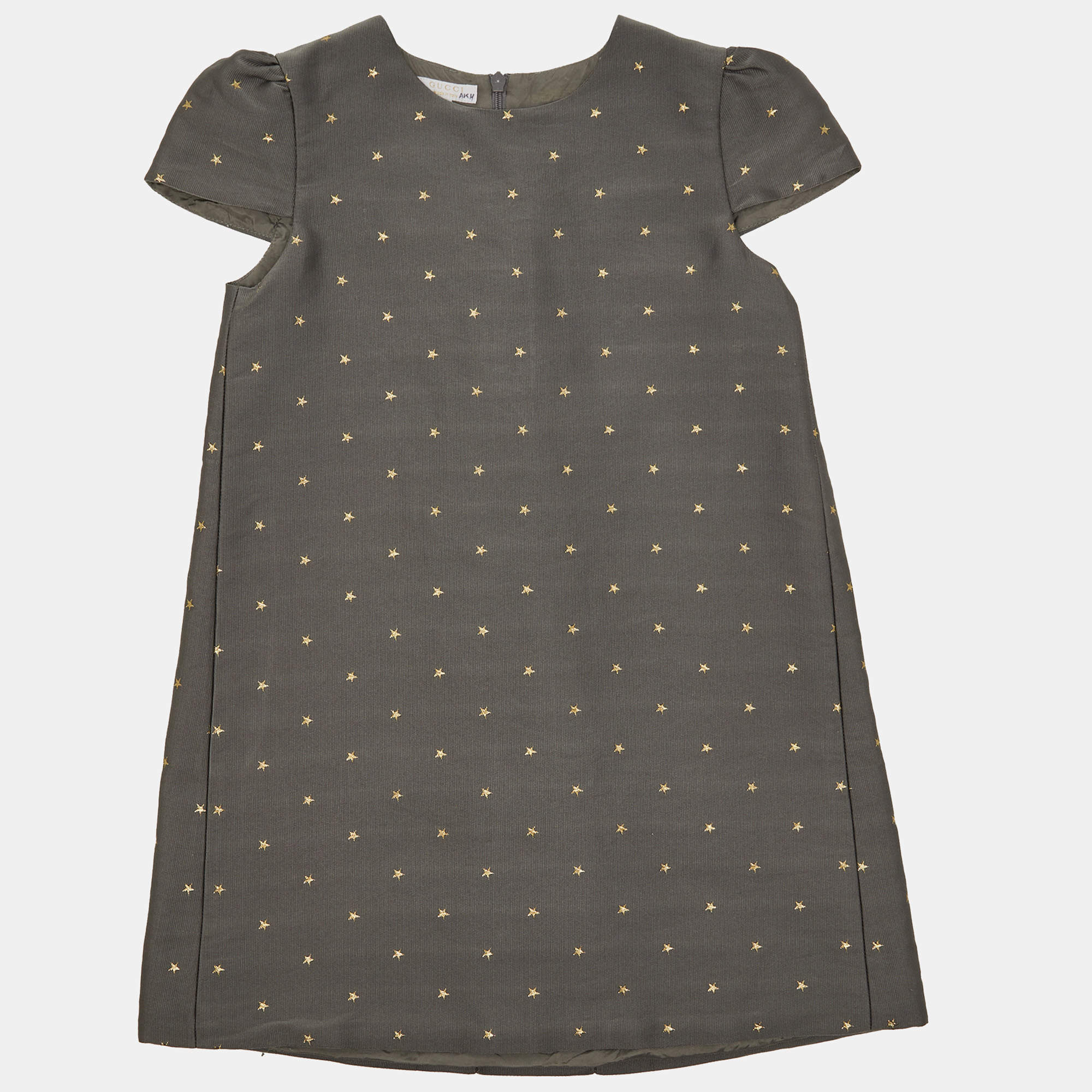 Gucci Kids Grey Star Pattern Silk Blend Dress Size 6 Yrs