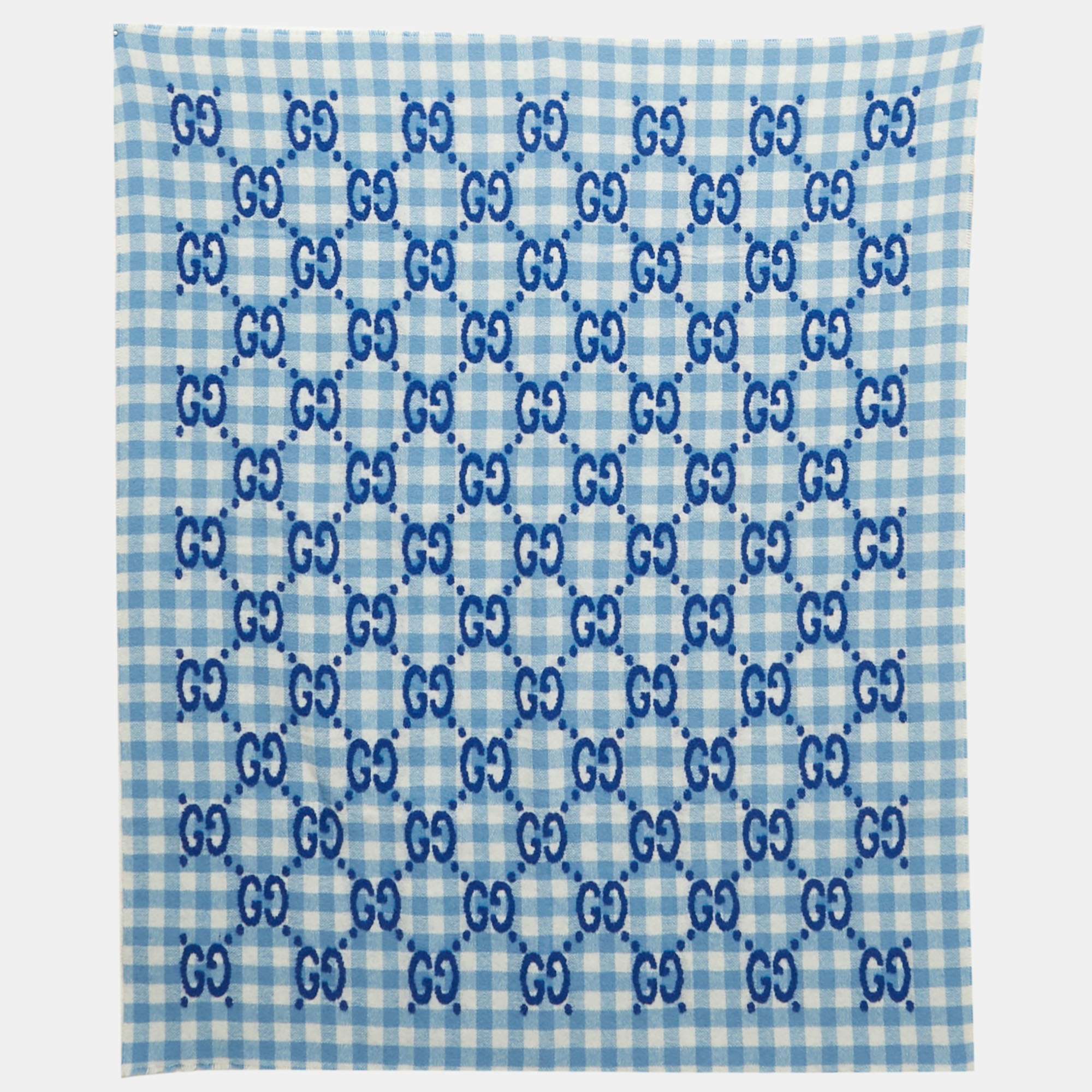 مملوكة مسبقًا Gucci Blue GG Checks Wool Blanket 