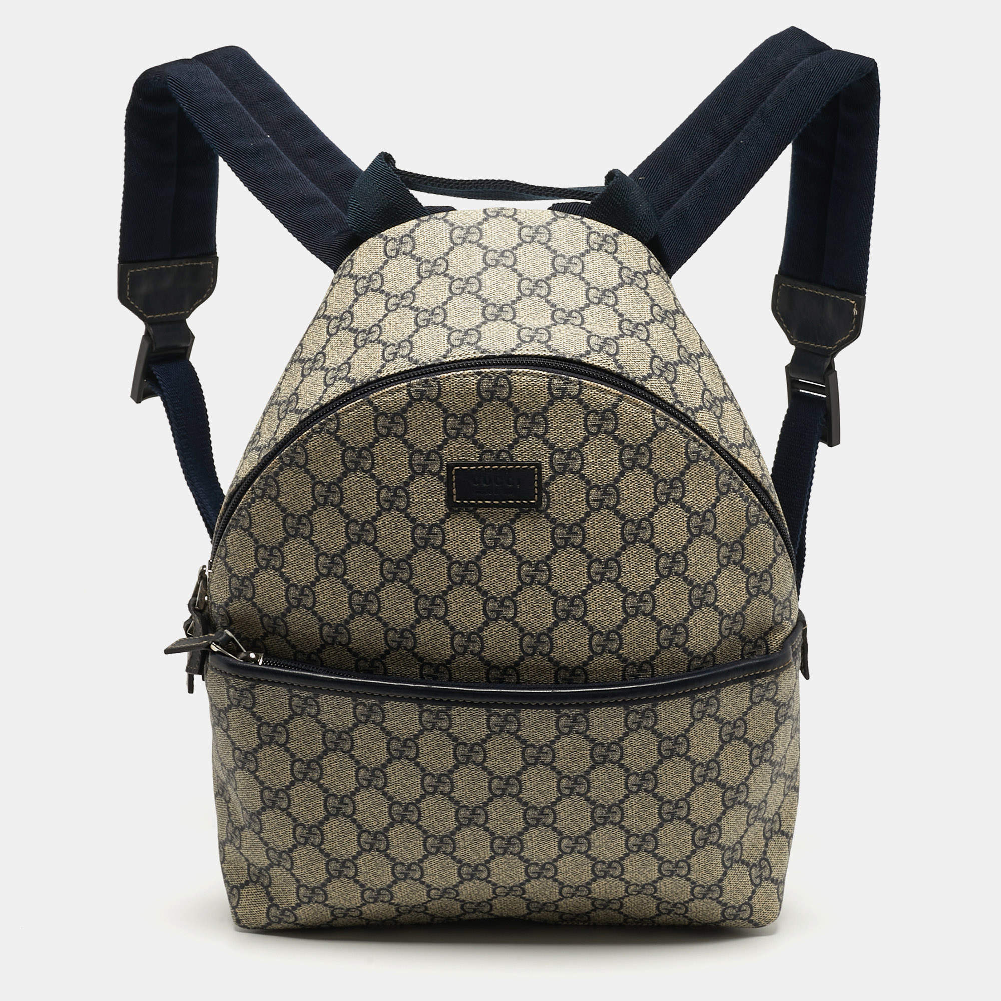 Pre Owned حقيبة ظهر غوتشي من قماش GG سوبرم ب لون كحلي/بيج