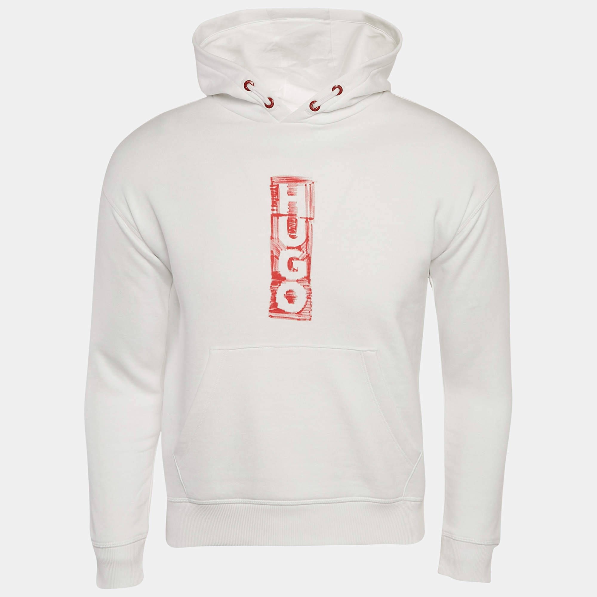 Hugo Boss Kids White Printed Cotton Hoodie 12 Yrs 