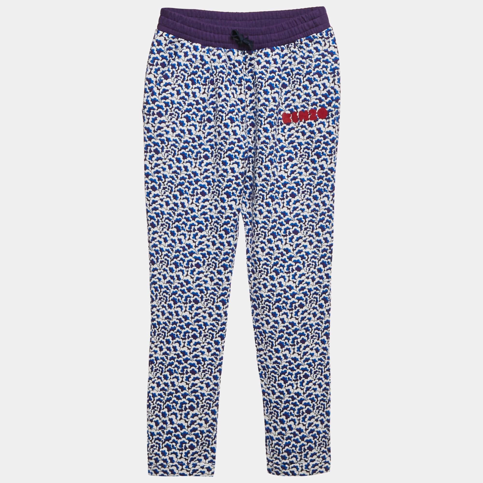 Pre Owned Kenzo Kids Purple/Blue Print Cotton Track Pants 14Yrs