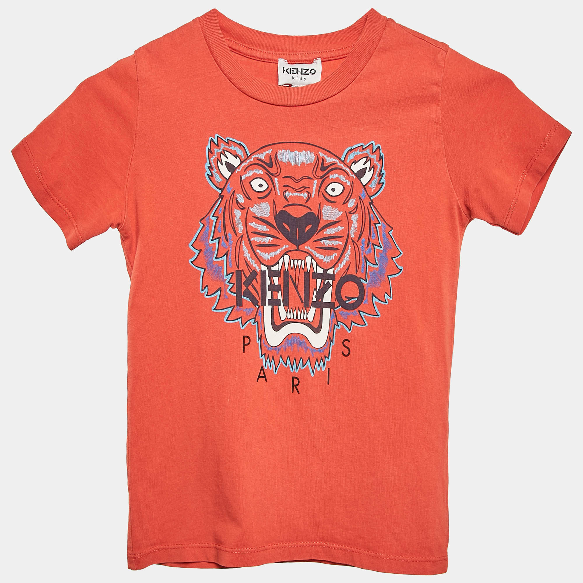 Kenzo Kids Red Tiger Logo Print Jersey T-Shirt 4 Yrs