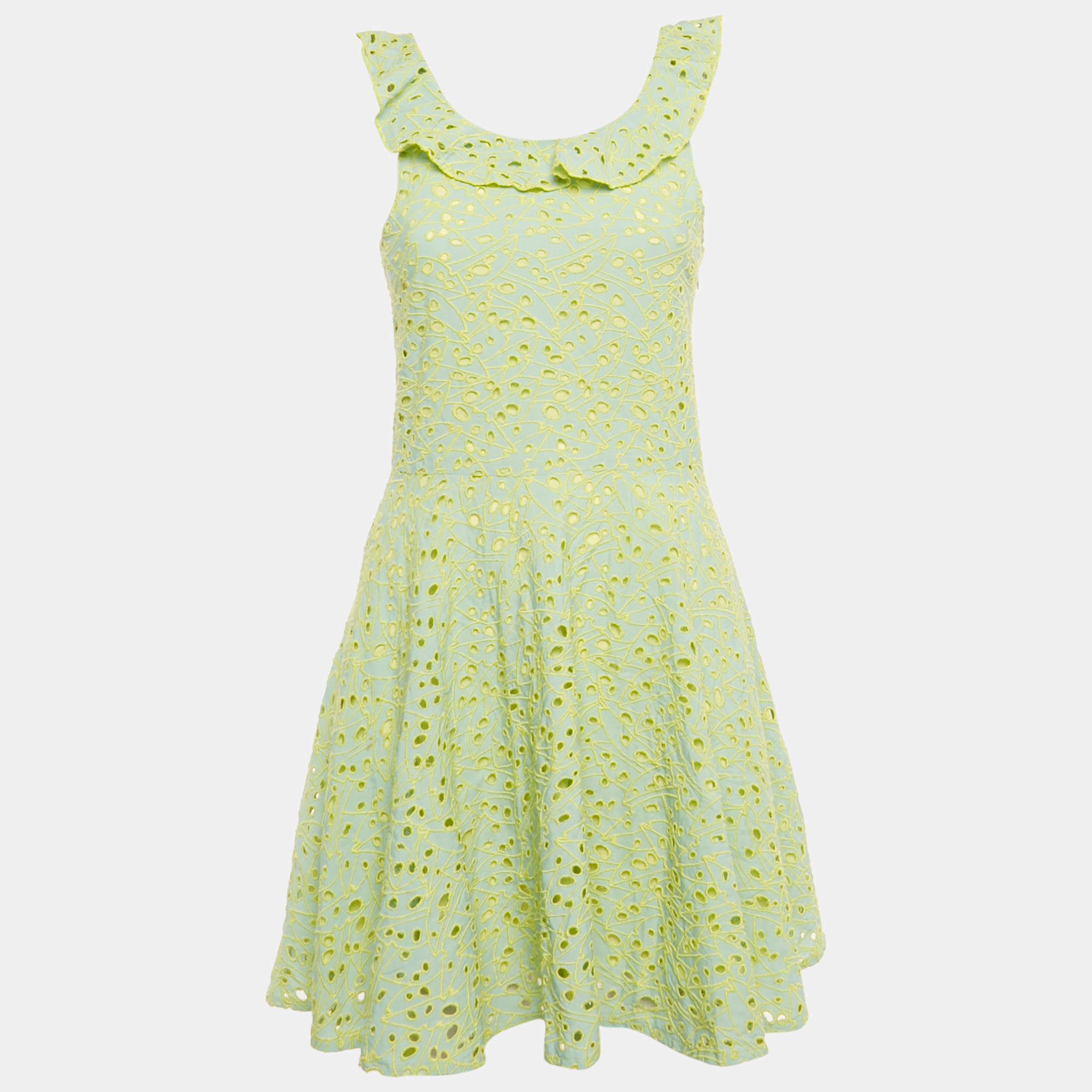 Pre Owned فستان كينزو أزرق/أصفر قطن بروادريه أنغلايز 12 سنة