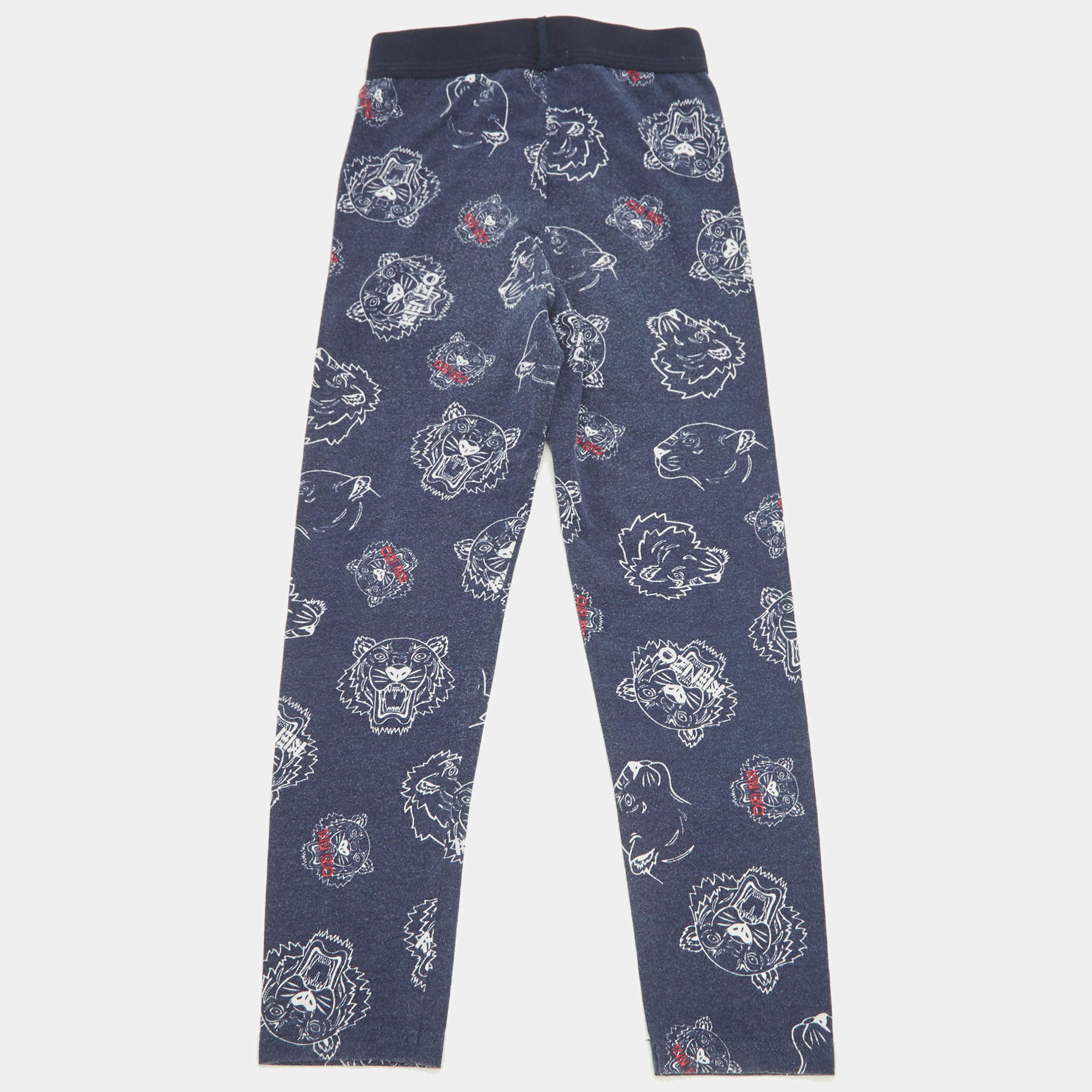 Pre Owned Kenzo Kids Blue Logo Print Jersey Leggings 5Yrs