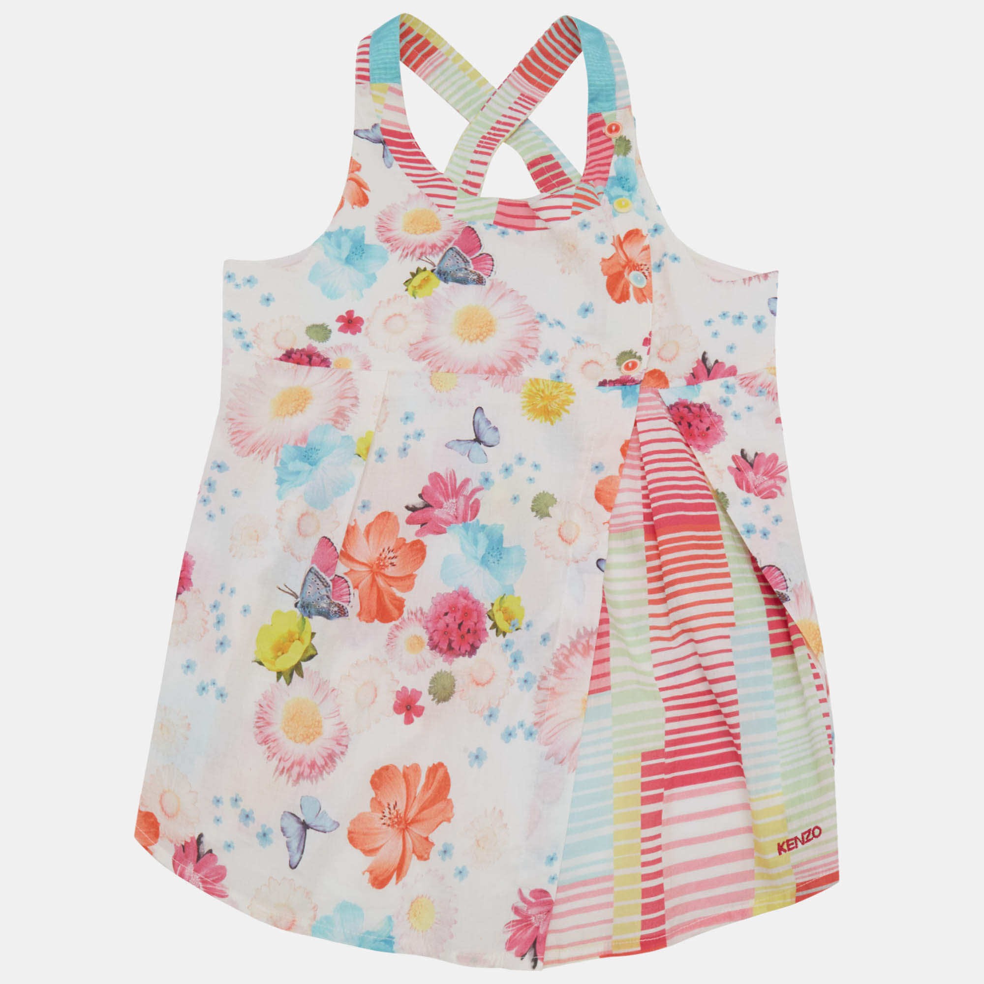 Pre Owned Kenzo Kids Multicolor Floral Print Cotton Dress 12Yrs