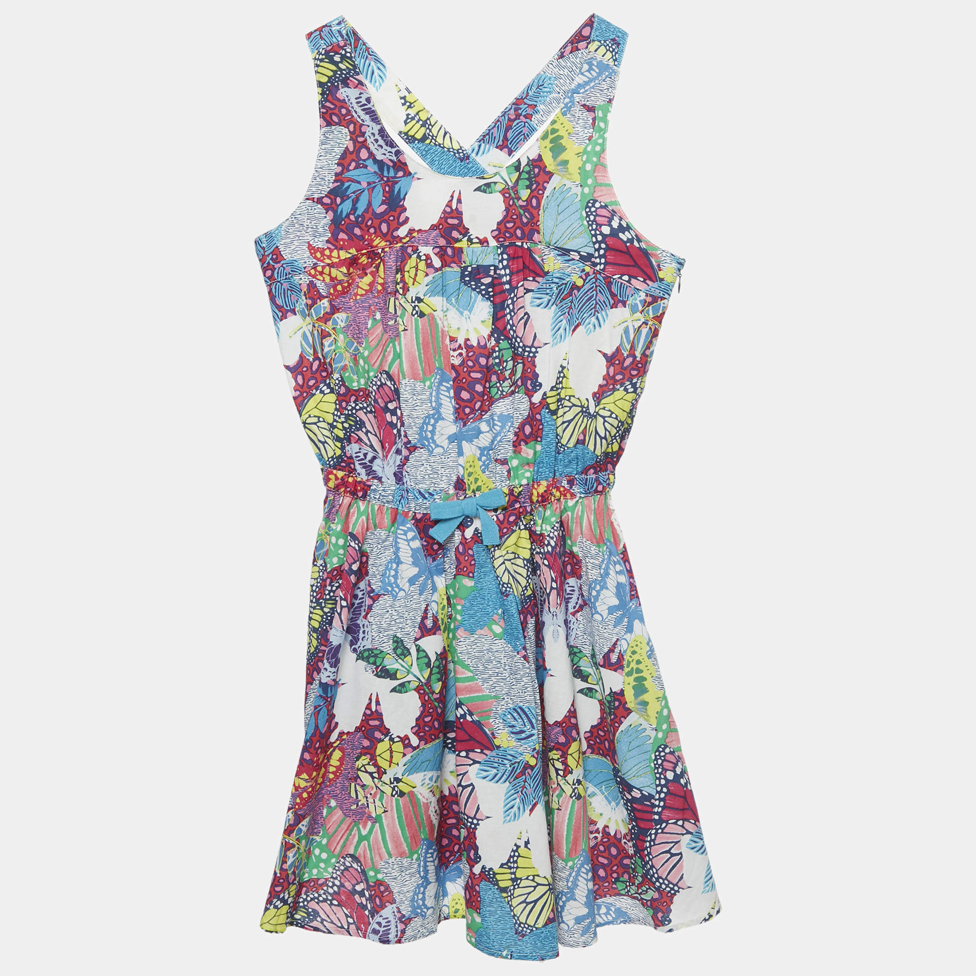 Pre Owned Kenzo Kids Multicolor Floral Print Cotton Dress 12Yrs