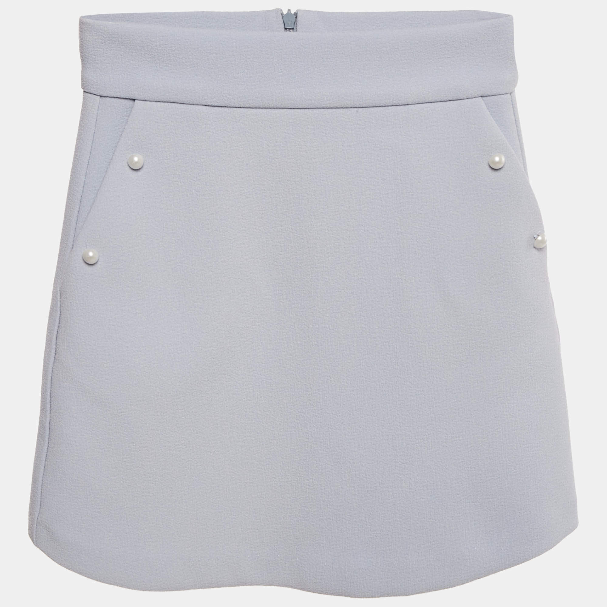 Pre Owned Little Lady Empire Kids Blue Pearl Detail Skylar Skirt 6Yrs 