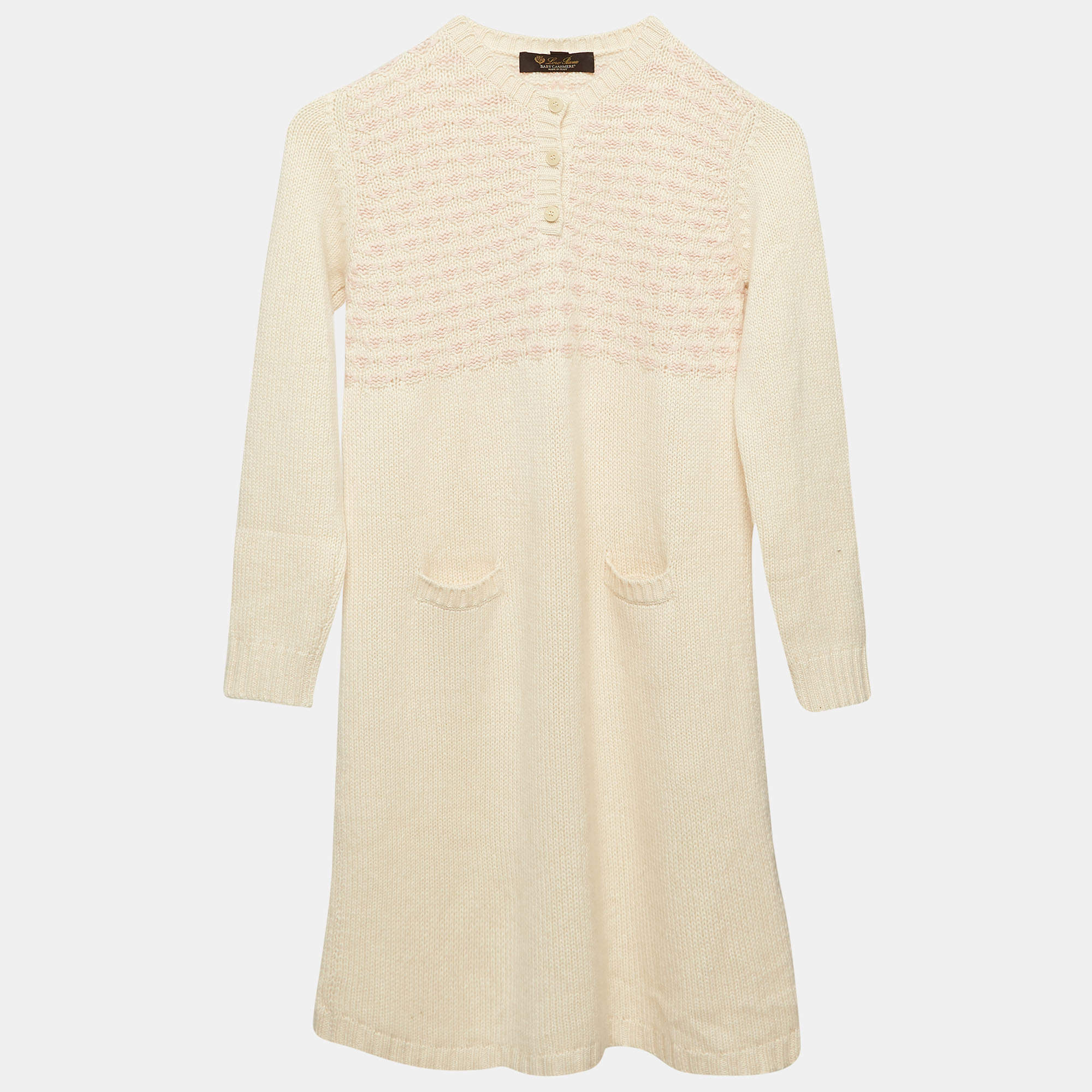 Loro Piana Patterned Cashmere Knit Short Dress 10Yrs