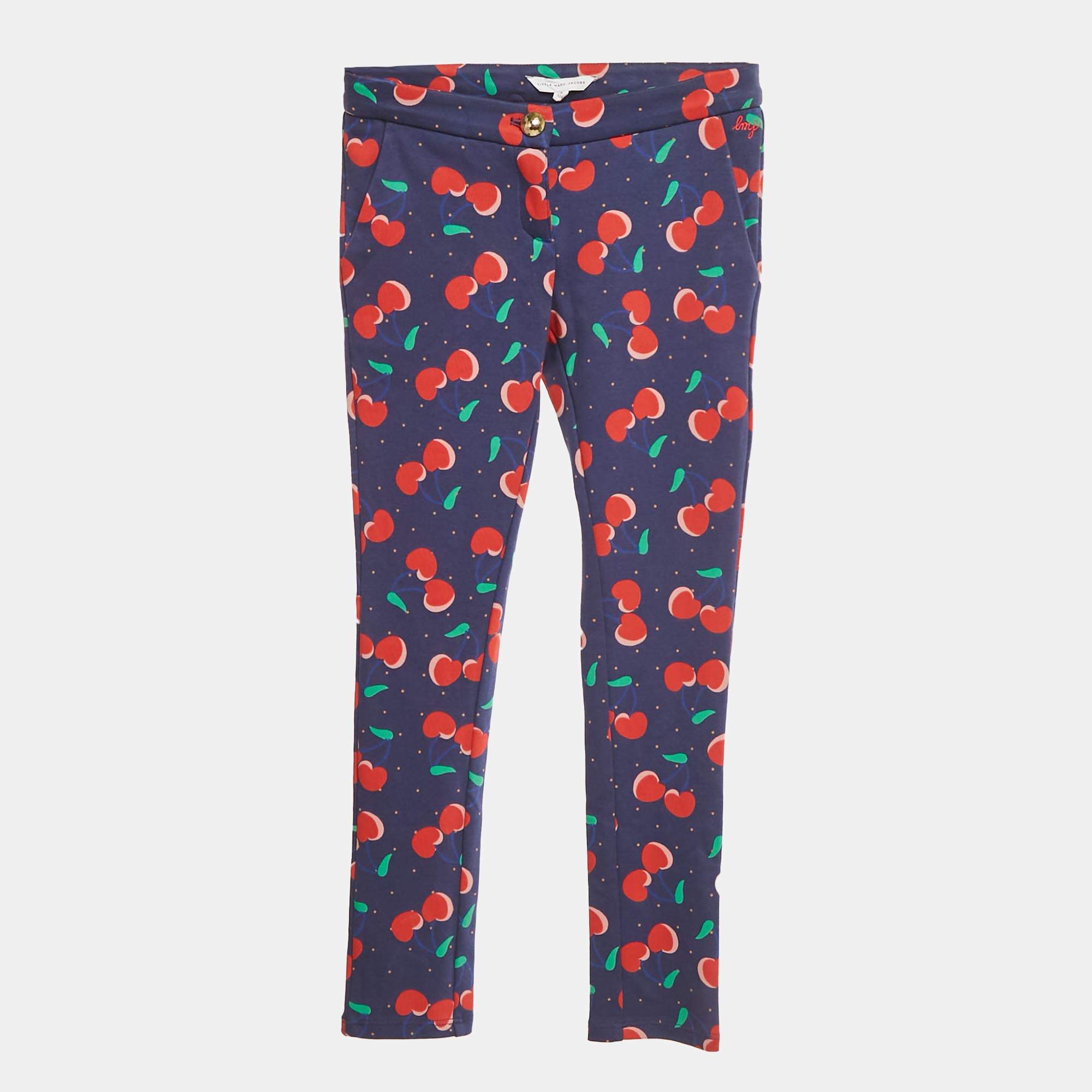 Pre Owned Little Marc Jacobs Blue Hearts Print Cotton Pants 8Yrs