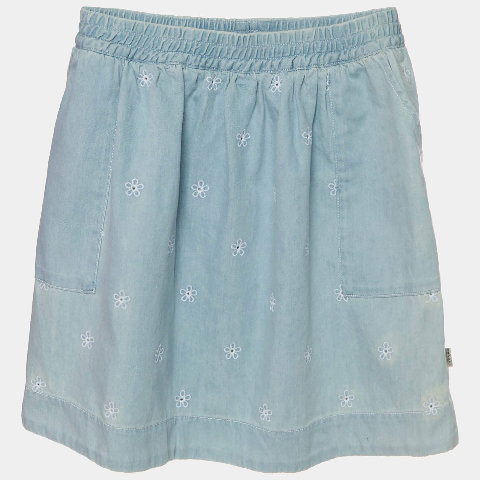 مملوكة مسبقًا Little Marc Jacobs Kids Blue Daisy Embroidered Denim Skirt 10 Yrs 