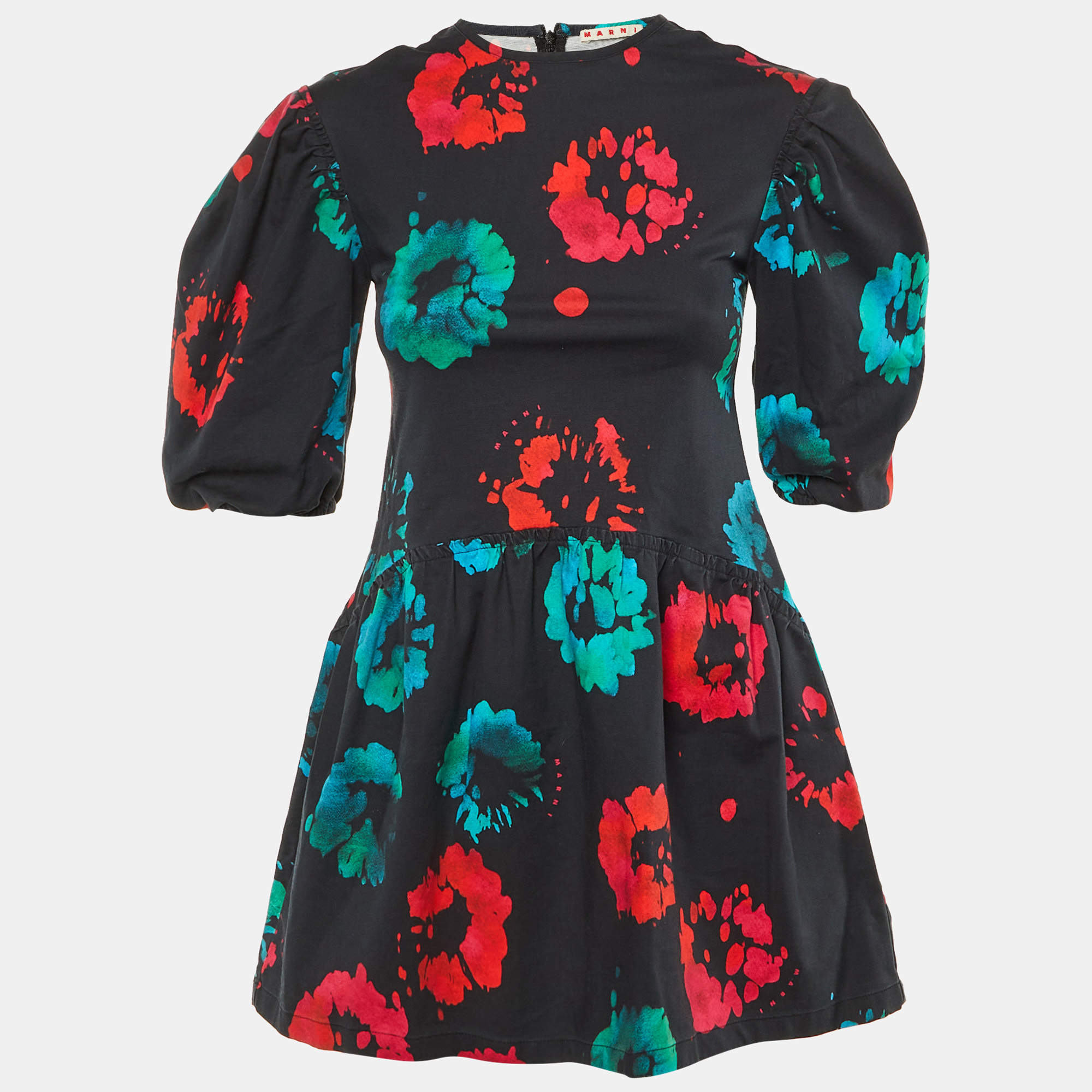 Pre Owned Marni Kids Black Printed Cotton Dress 10 Yrs 