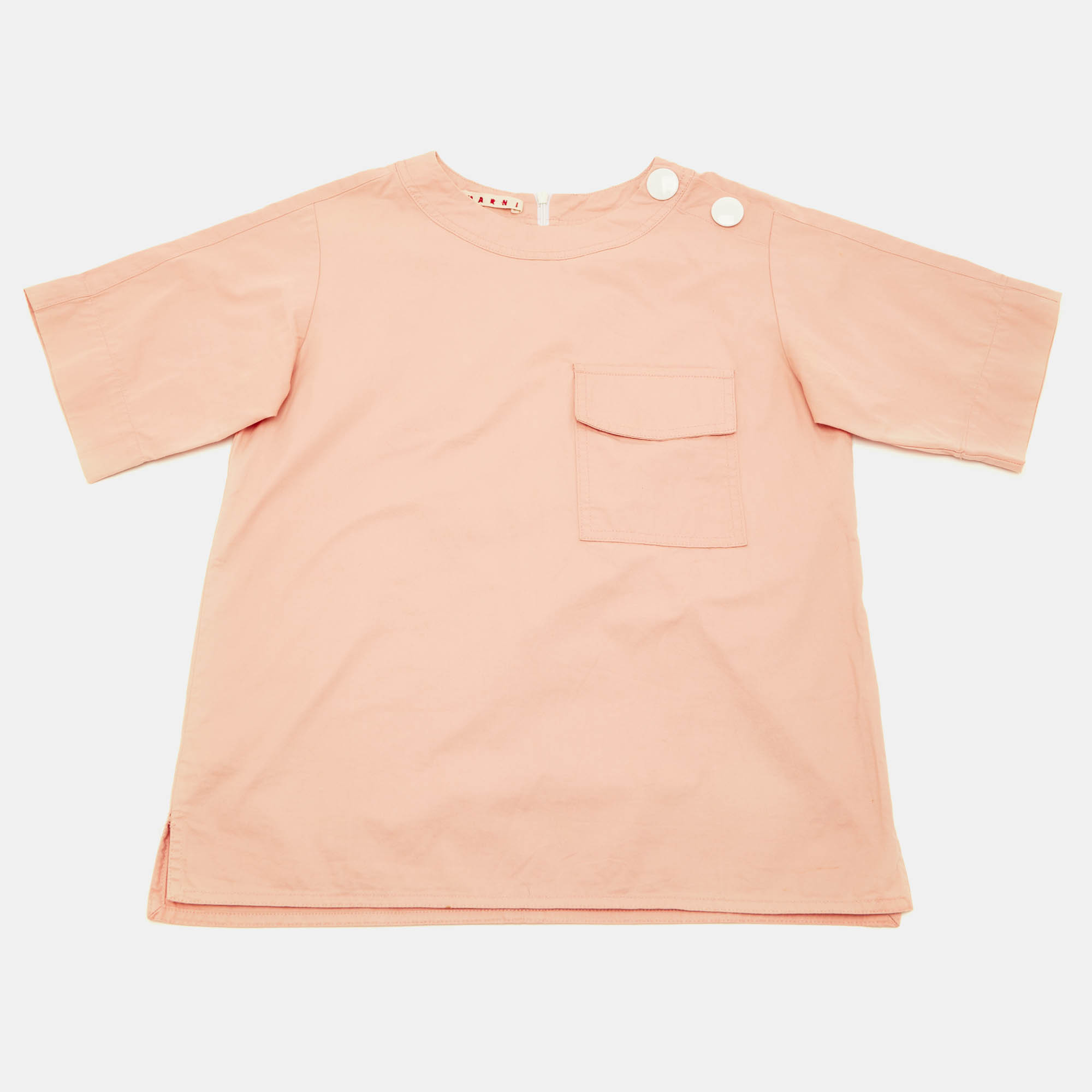 Pre Owned Marni Kids Peach Cotton Button Detail Top Size 12 Yrs