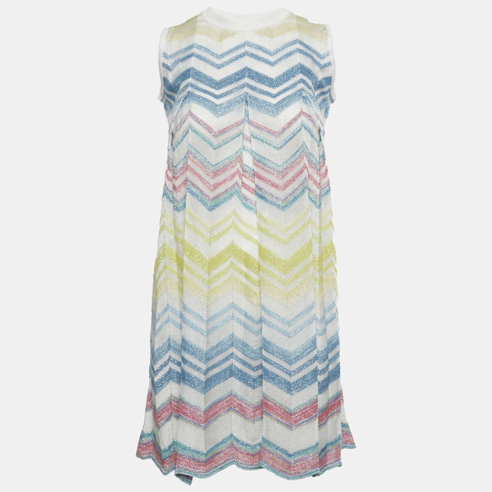 Pre Owned Missoni Multicolor Zig Zag Lurex Knit Sleeveless Dress 12 Yrs