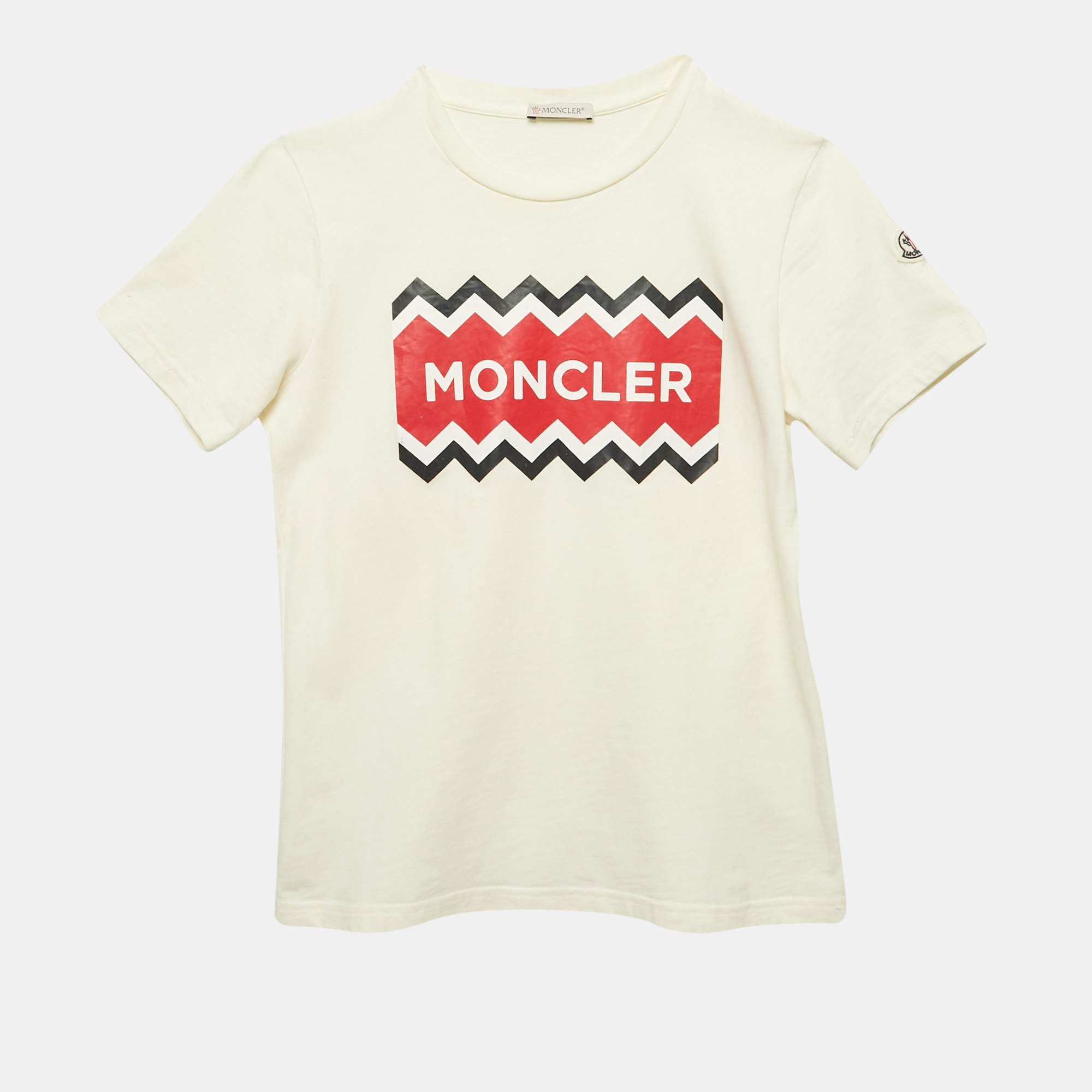 Moncler Kids Off White Printed Jersey T-Shirt 12 Yrs 