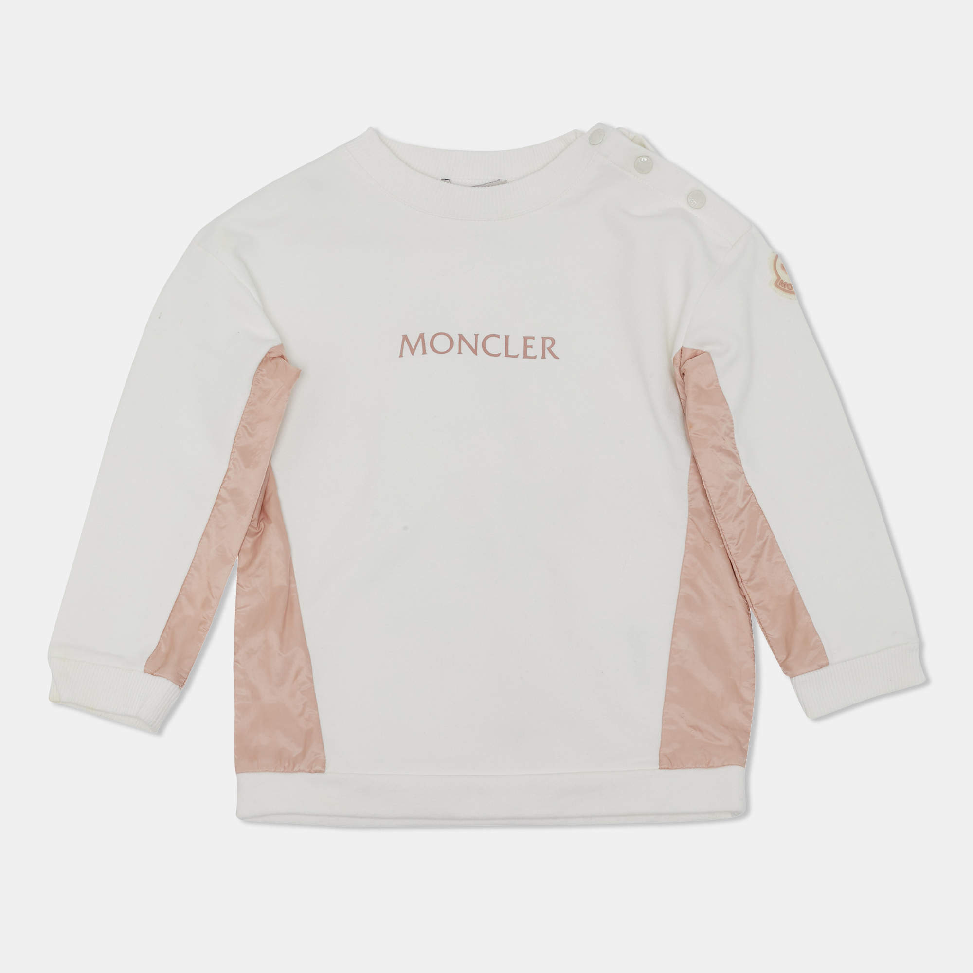 Moncler White Logo Print Cotton Panel Detail Sweatshirt 2 Yrs