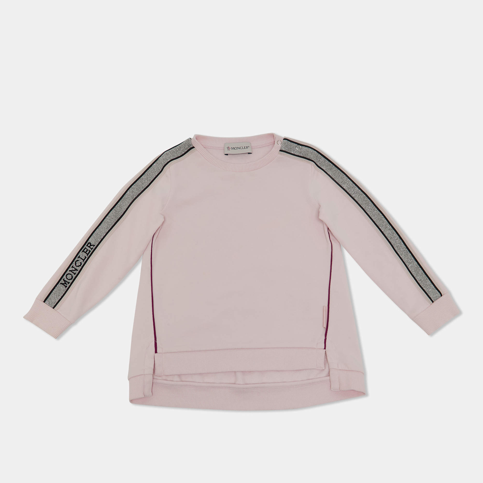 Moncler Kids Pink Cotton Tape Trimmed Sweatshirt 2 Yrs