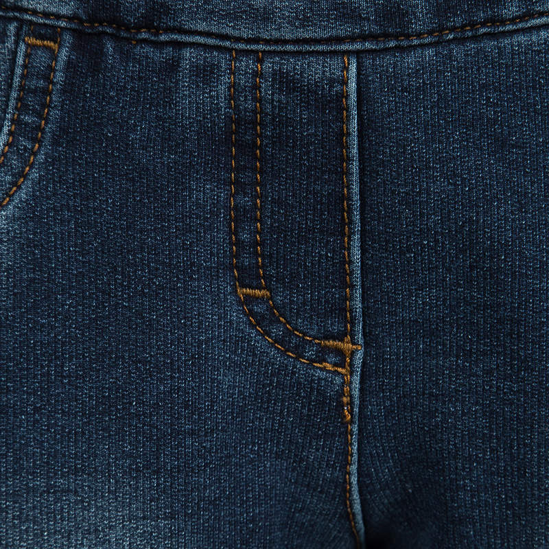 Pre Owned Monnalisa Washed Indigo Terry Embellished Side Stripe Detail Jeggings 10 Yrs