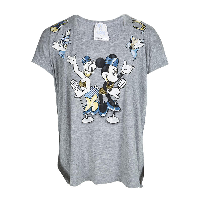 Monnalisa NY & LON Grey Daisy Duck and Minnie Mouse Printed T-shirt 10 Yrs