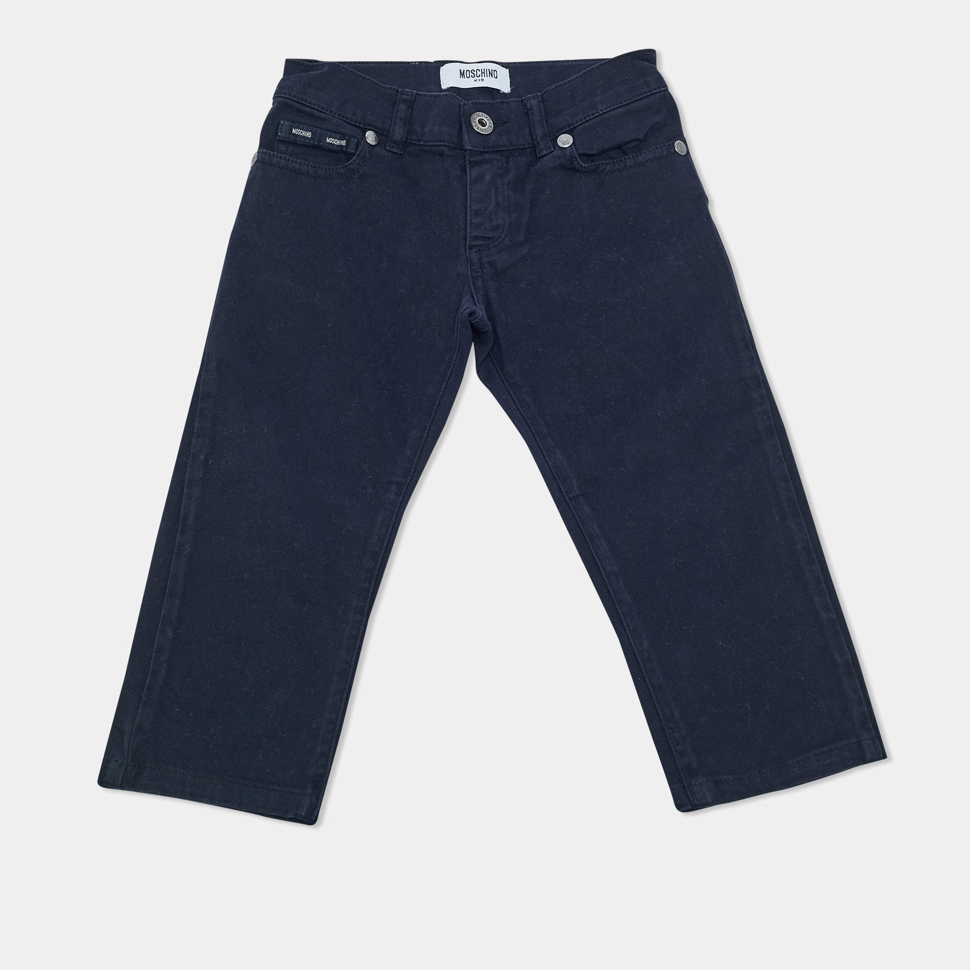 Pre Owned Moschino Kids Navy Blue Gabardine Jeans 4 Yrs Waist 20"