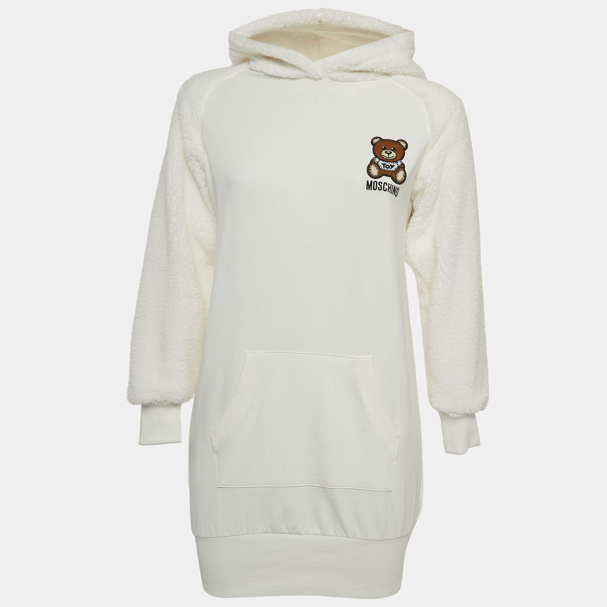 Moschino Teen White Teddy Bear Cotton Hoodie Dress (12 Yrs)