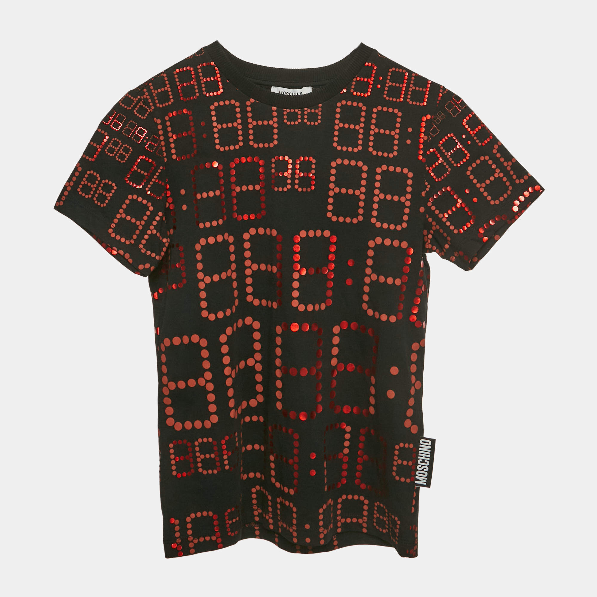 Pre Owned Moschino Teen Black Printed Jersey Crewneck T-Shirt 10Yrs