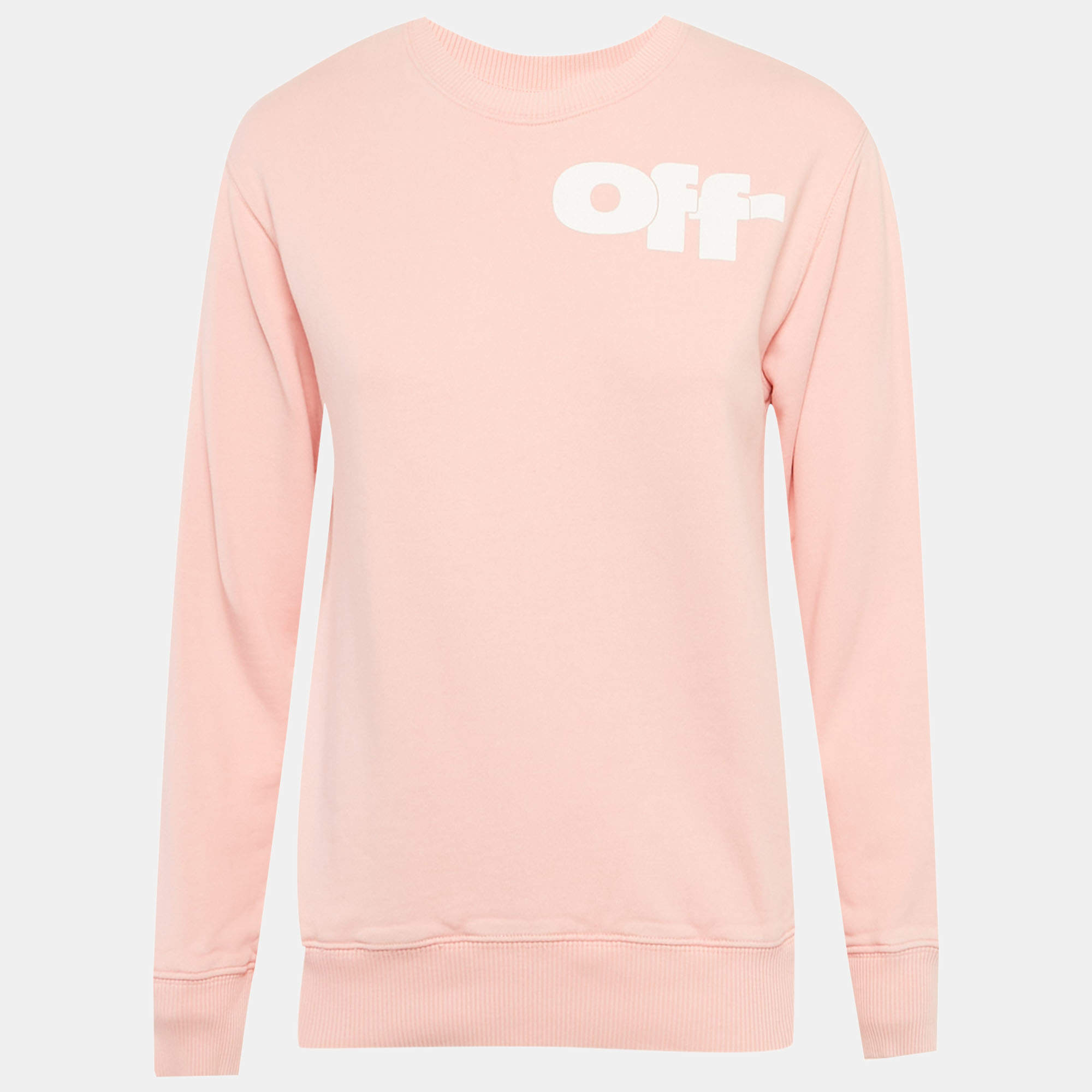 Pre Owned Off-White Kids Pink Logo Print Cotton Sweatshirt 10Yrs