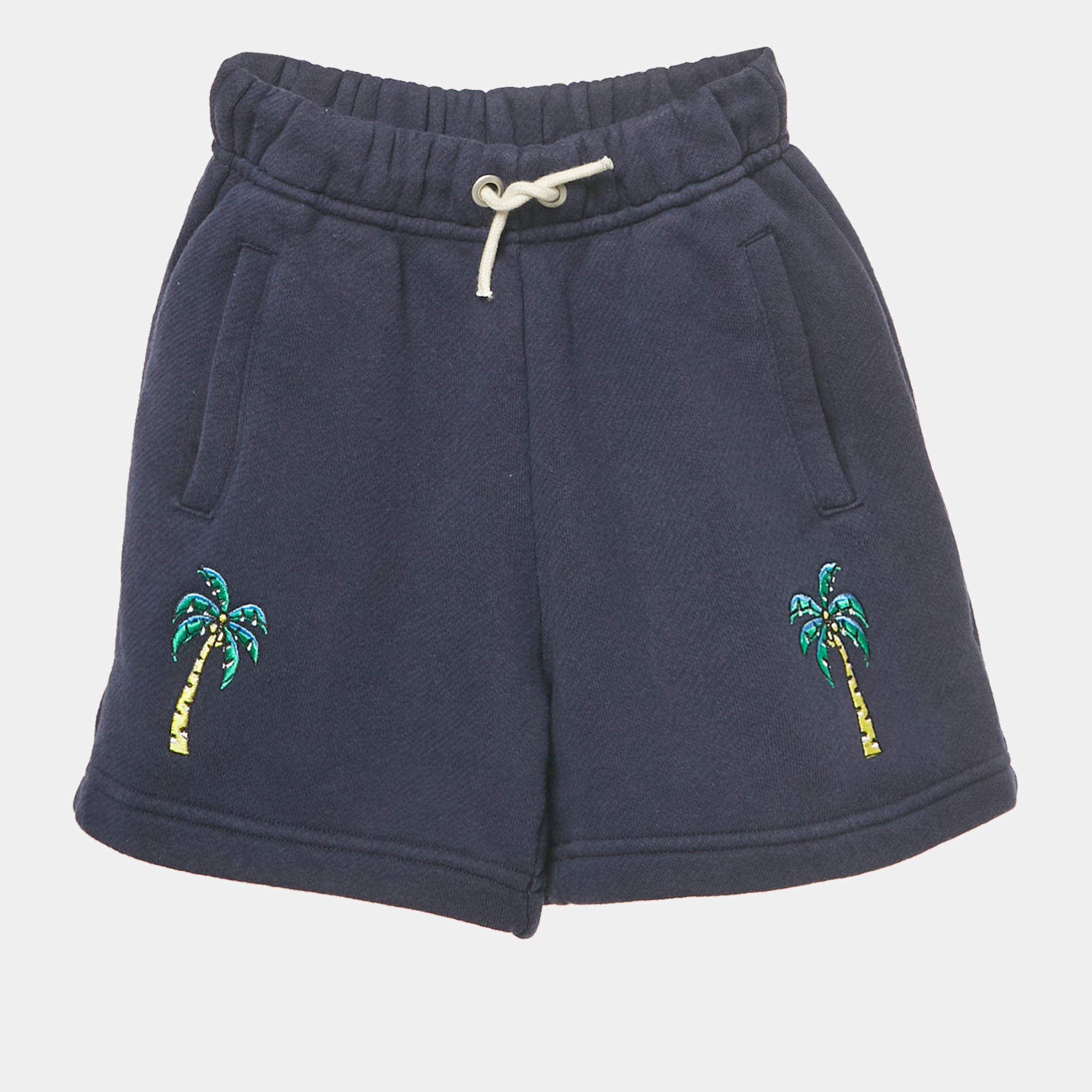 Pre Owned Palm Angels Kids Blue Embroidered Cotton Shorts 4 Yrs 