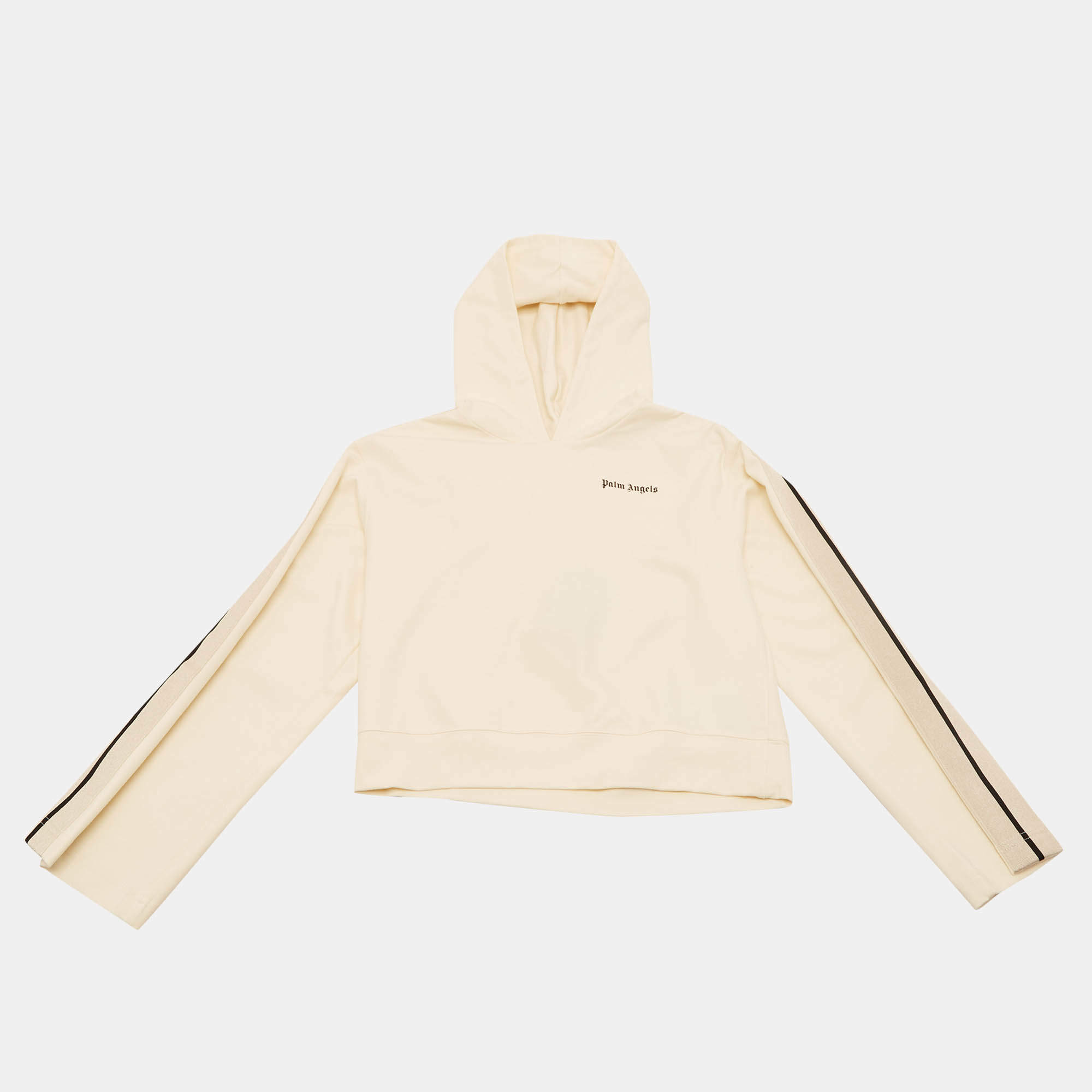 Palm Angels Kids Cream Jersey Hooded Sweatshirt 12 Yrs