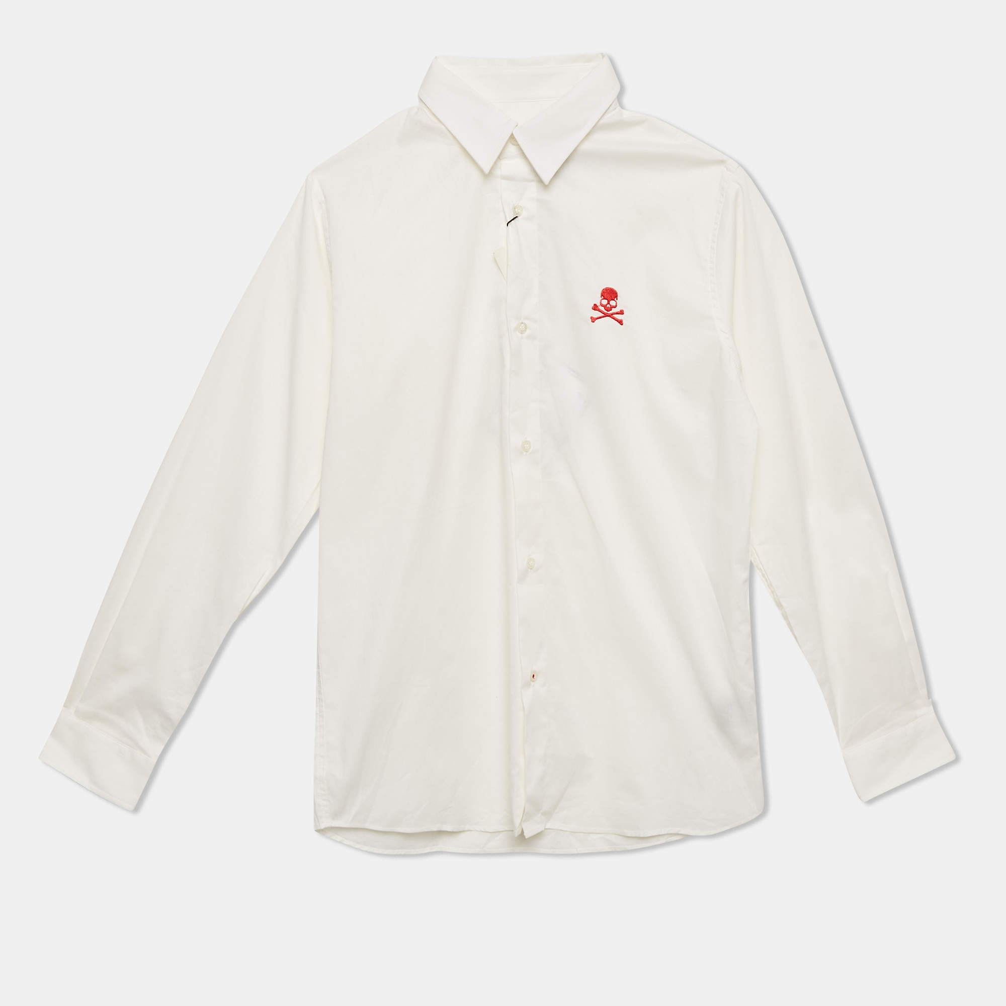 Philipp Plein Junior White Cotton Long Sleeve Shirt 10 Yrs 