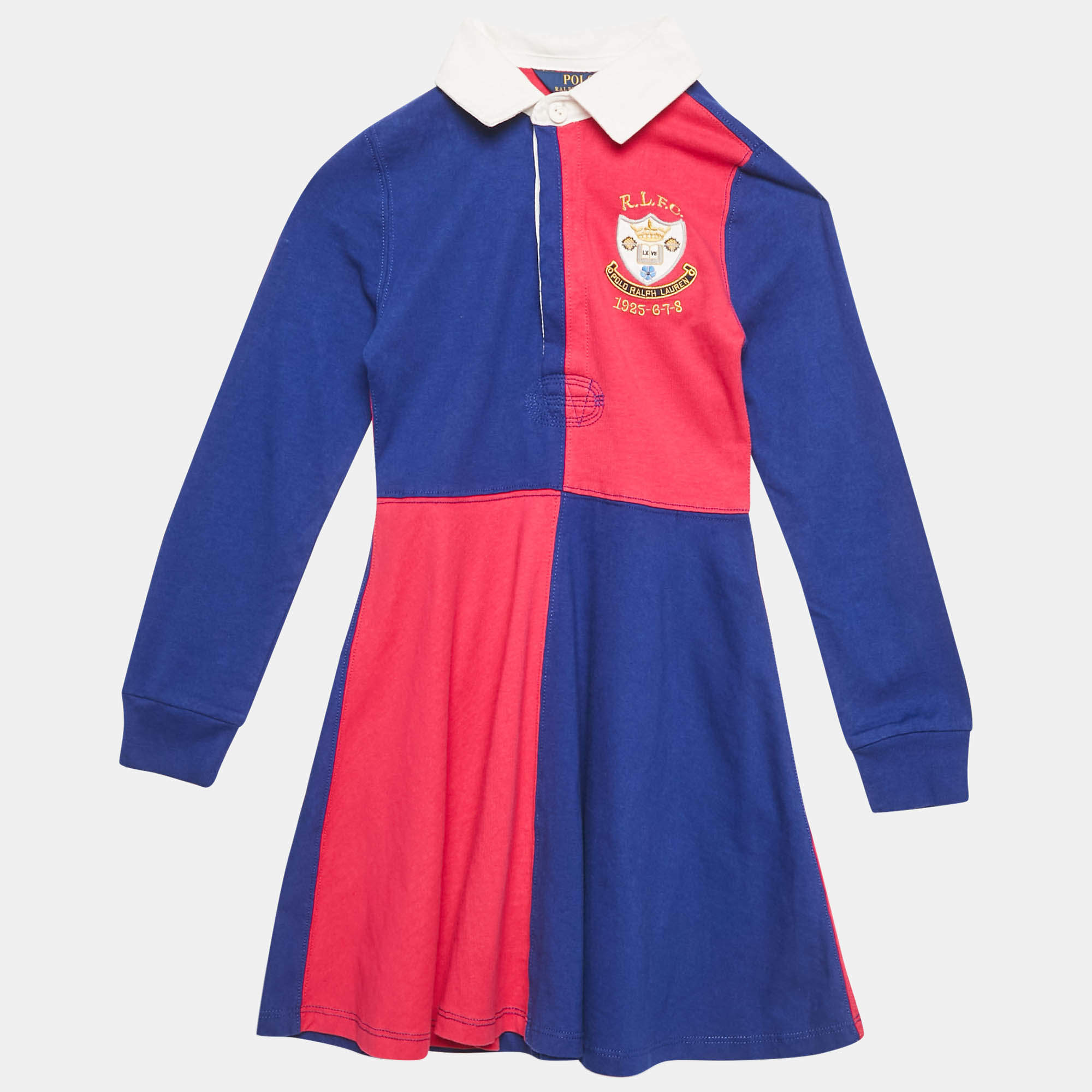 Polo Ralph Lauren Pink/Blue Rugby Applique Jersey Dress 7 Yrs