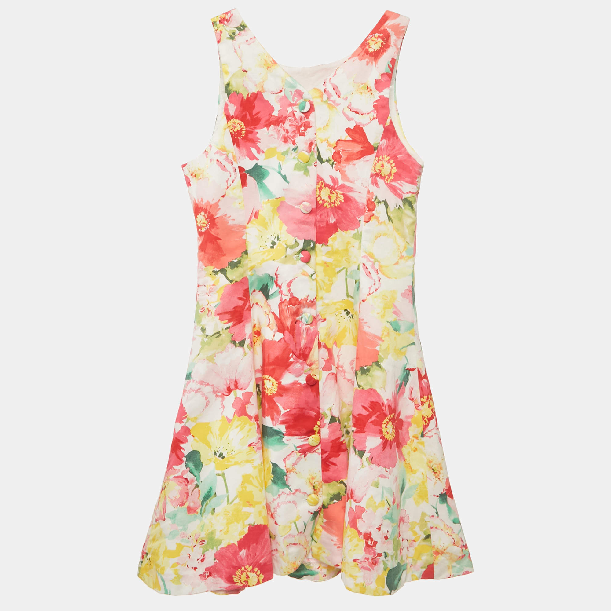Pre Owned Polo Ralph Lauren Kids Pink/Yellow Floral Print Cotton Dress 6 Yrs